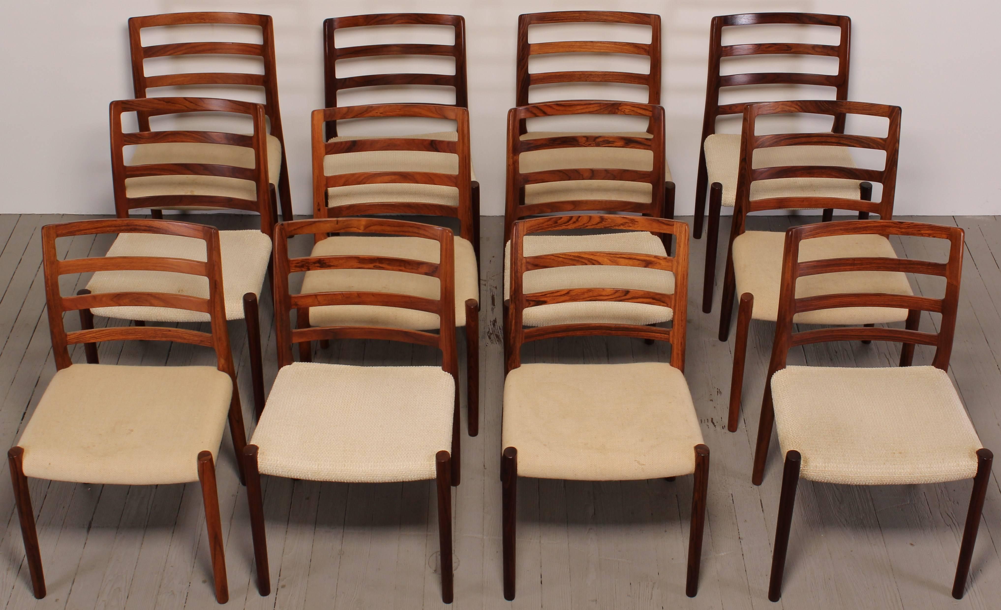 Set of 6 Rosewood Dining Chairs by Niels O. Moller for J.L.Moller Model #85 2
