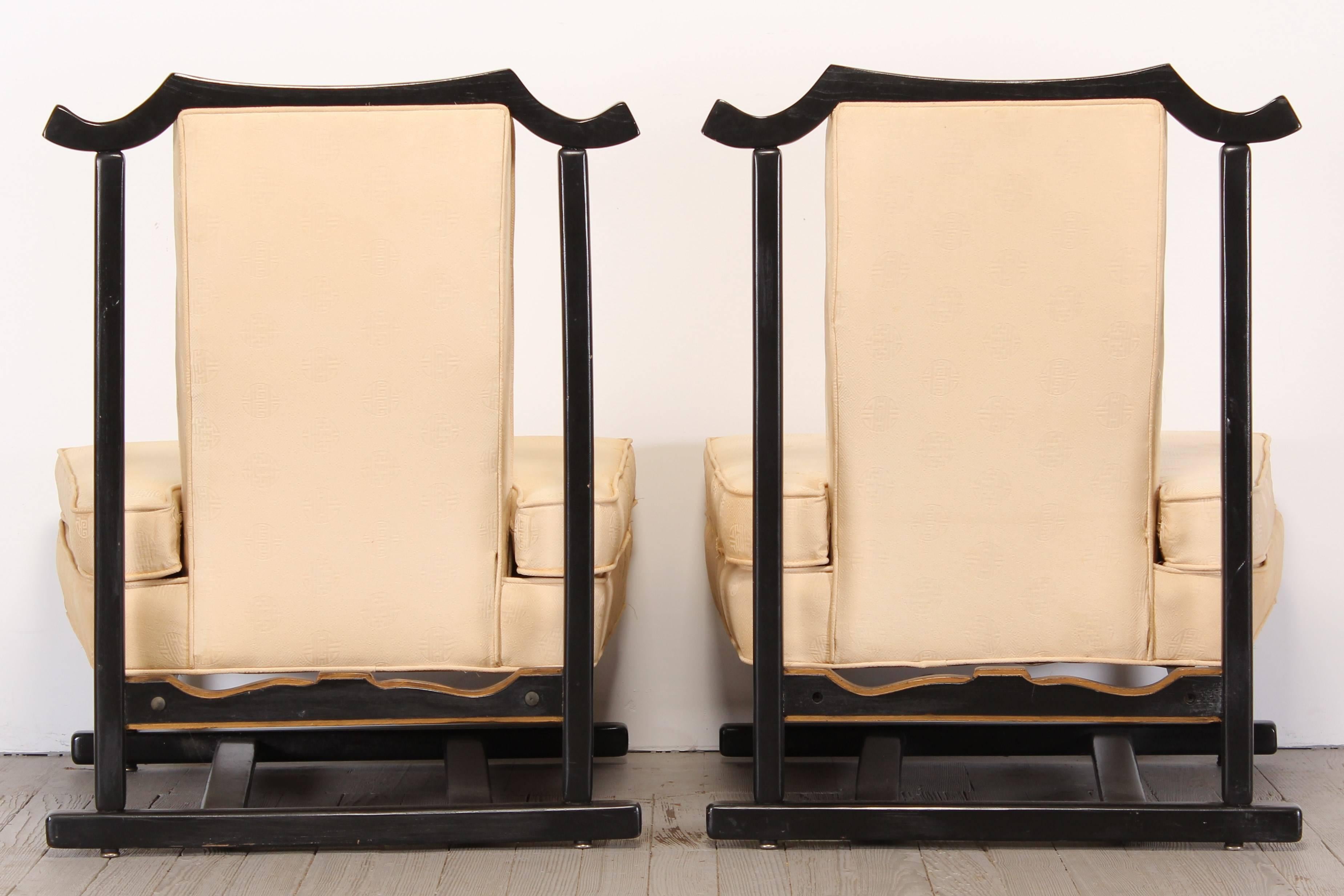 Pair of James Mont Asian Style Chairs, 1950 In Good Condition In Hamburg, PA