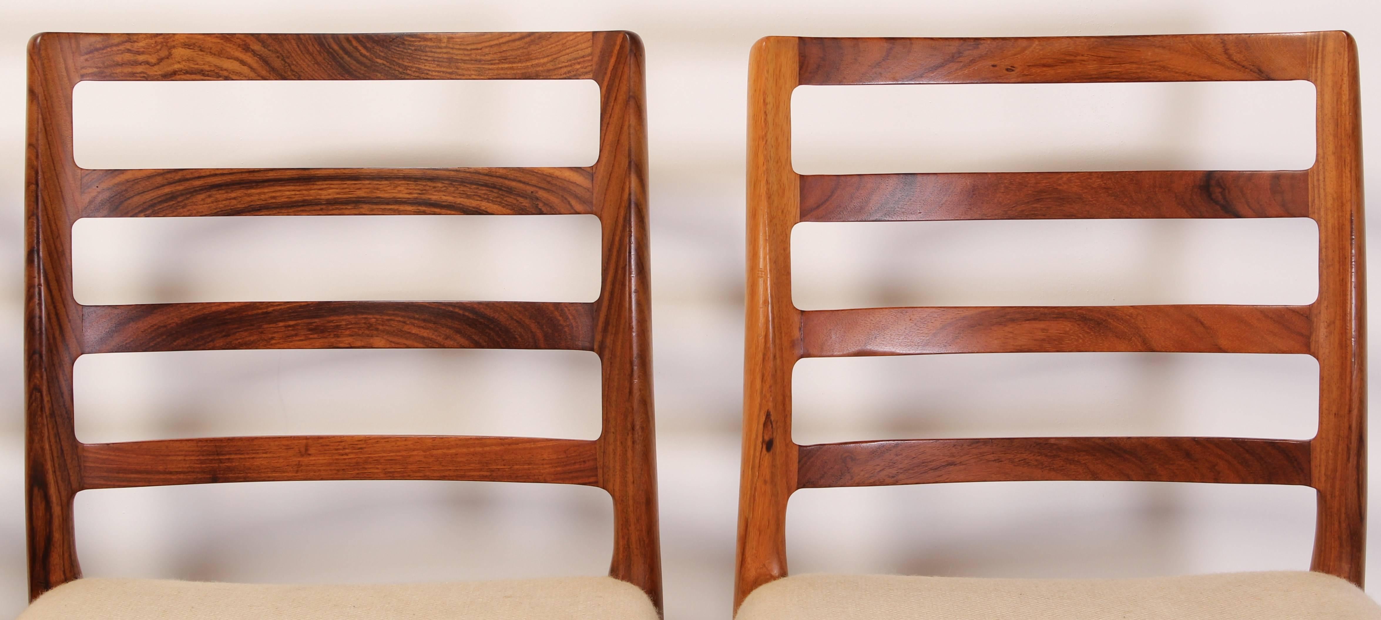 Mid-Century Modern Set of Six Rosewood Dining Chairs by Niels O. Møller for J.L. Moller Model #85