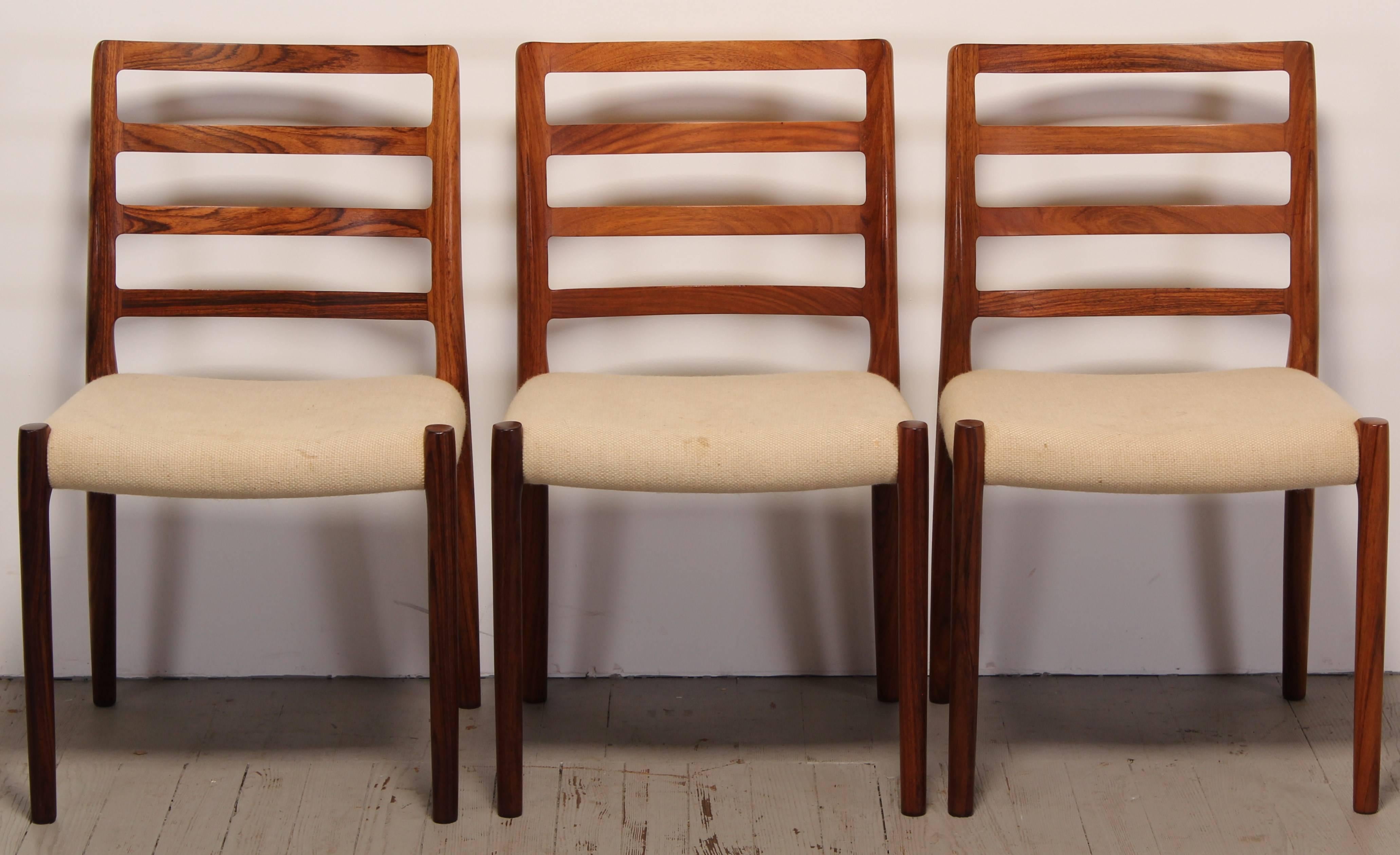 Set of Six Rosewood Dining Chairs by Niels O. Møller for J.L. Moller Model #85 In Excellent Condition In Hamburg, PA