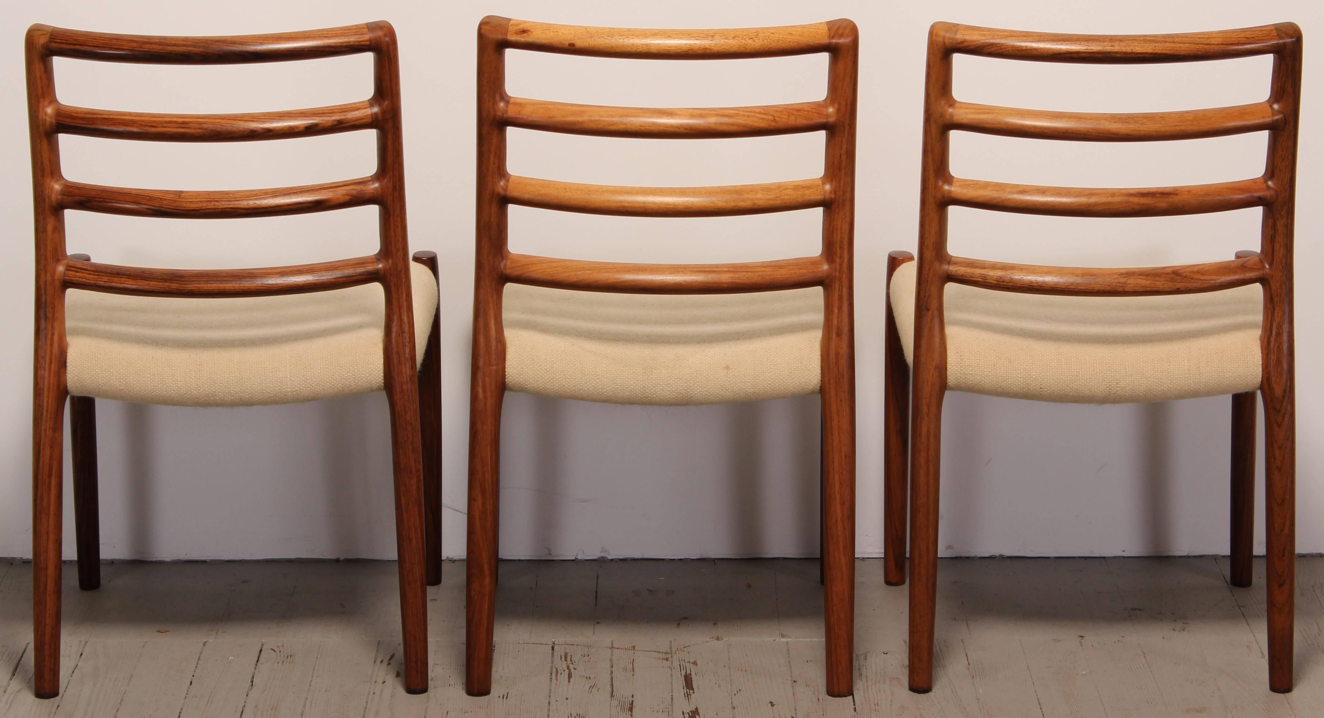 Set of Six Rosewood Dining Chairs by Niels O. Møller for J.L. Moller Model #85 1