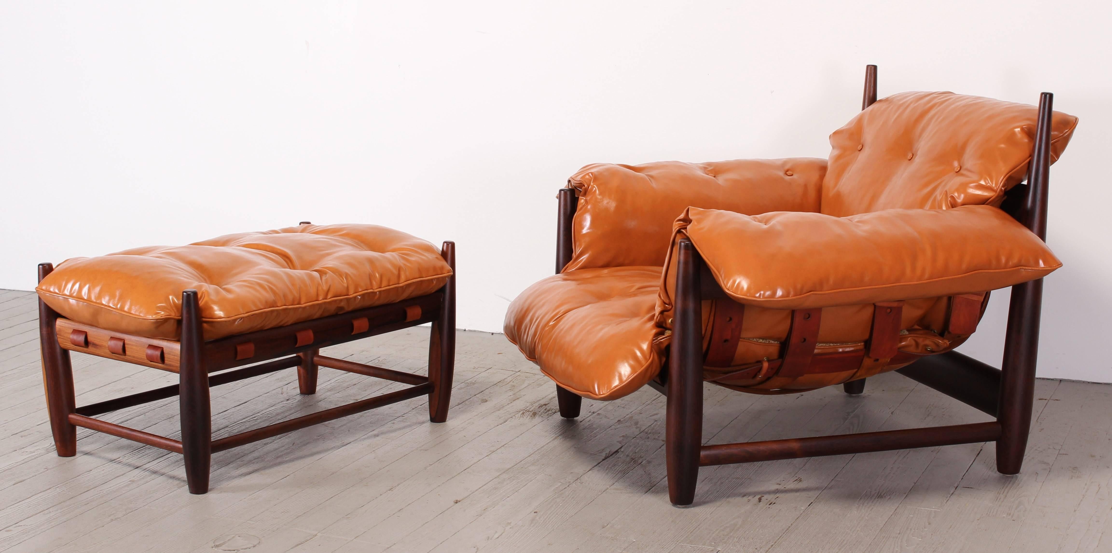 Early version of the original vintage Jacaranda lounge chair and ottoman from the 