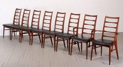 Set of Walnut Tall "Lis" Dining Chairs by Niels O. Moller for Koefoeds Hornslet