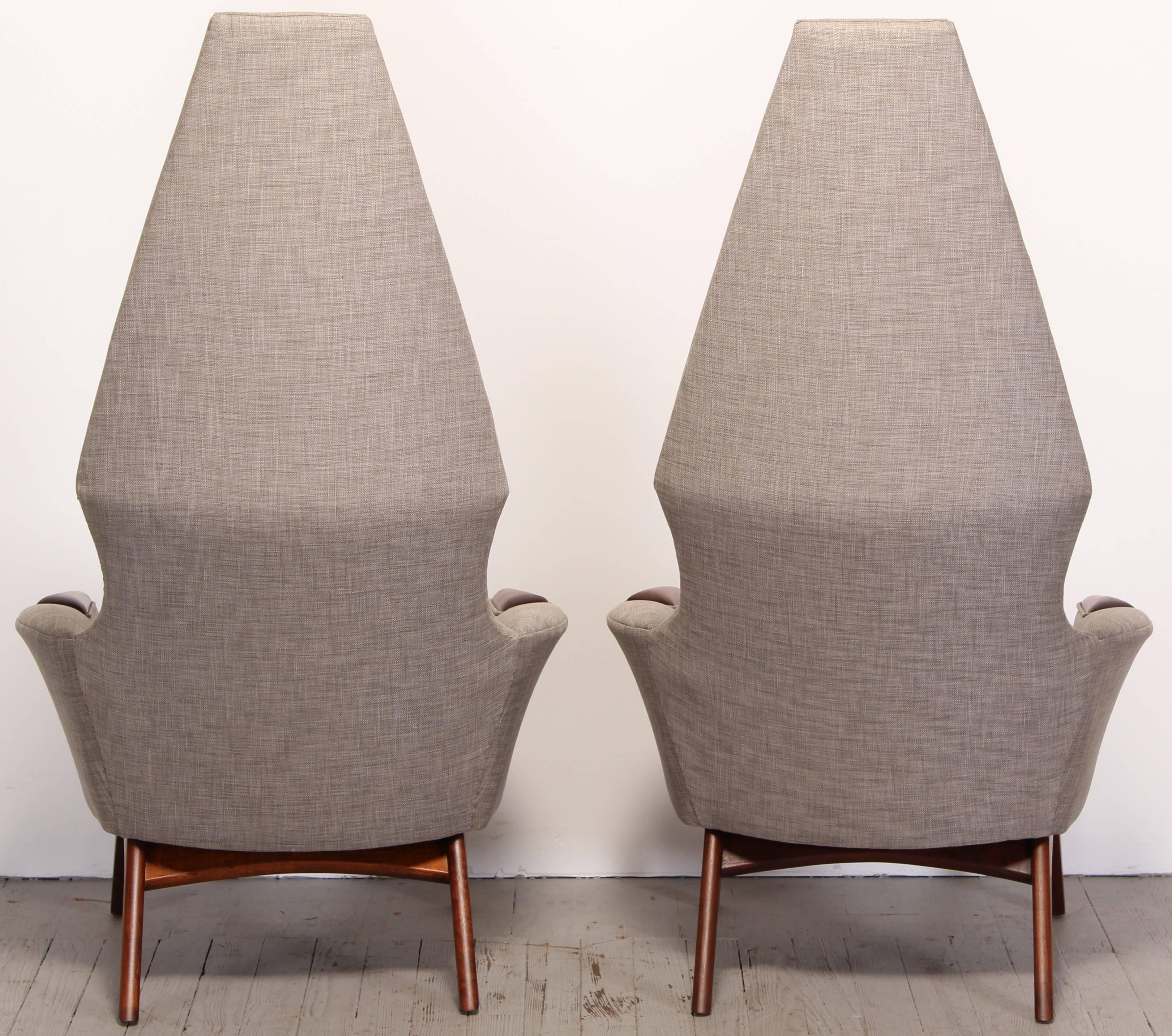 Upholstery Adrian Pearsall Pair of Walnut Chairs for Craft Associates Model #2056-C, 1960