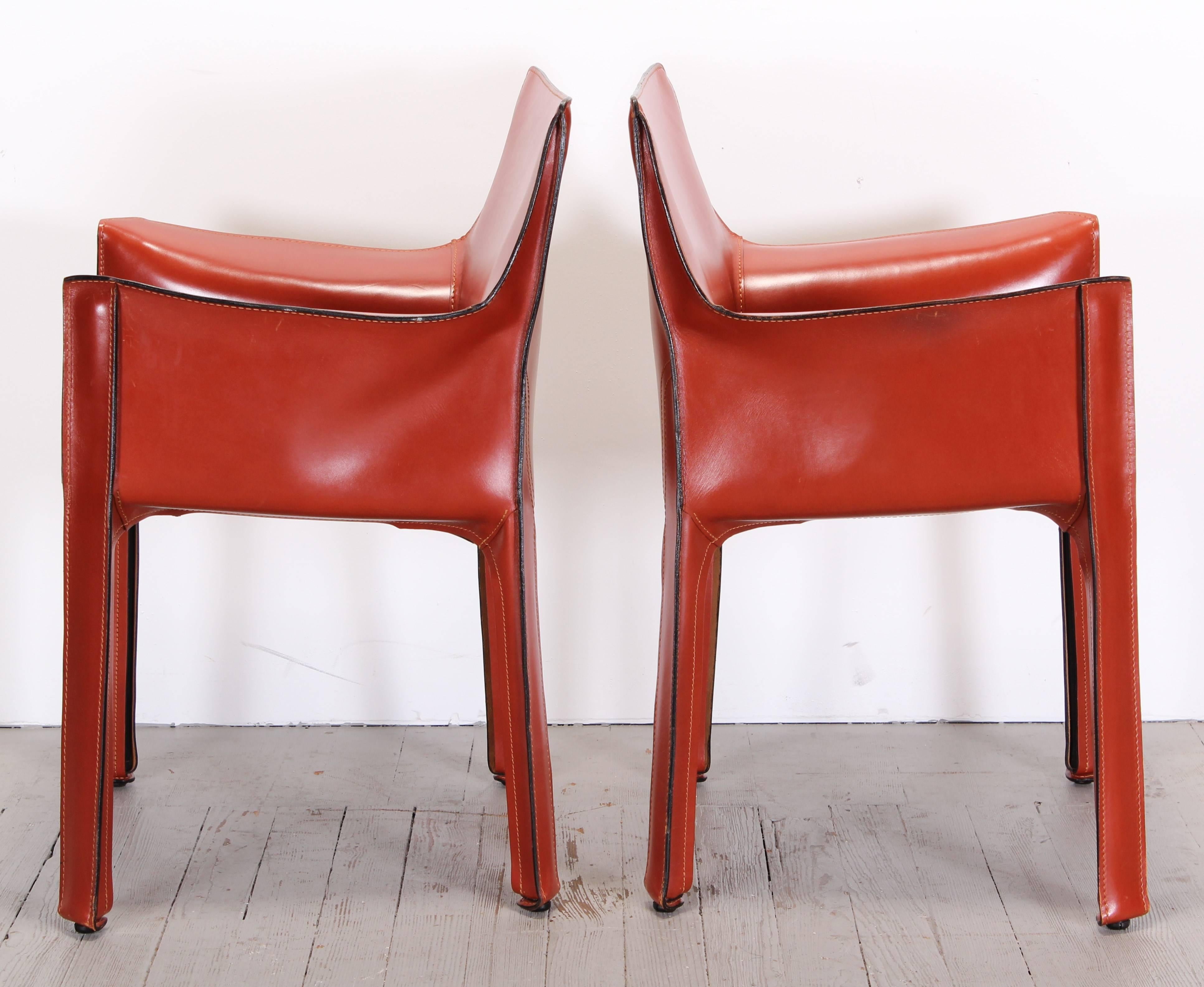 Italian Pair of 413 Cab Chairs by Mario Bellini by Cassina
