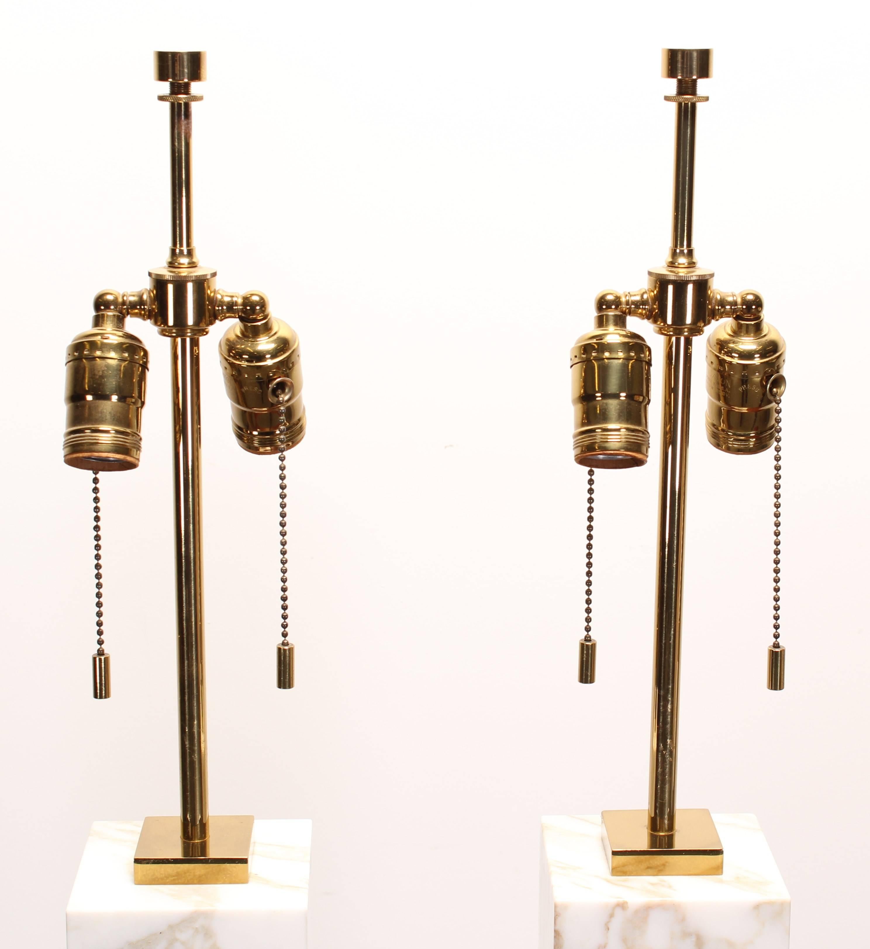 Other Pair of Marble Lamps Designed by T.H. Robsjohn-Gibbings for Hansen, 1970