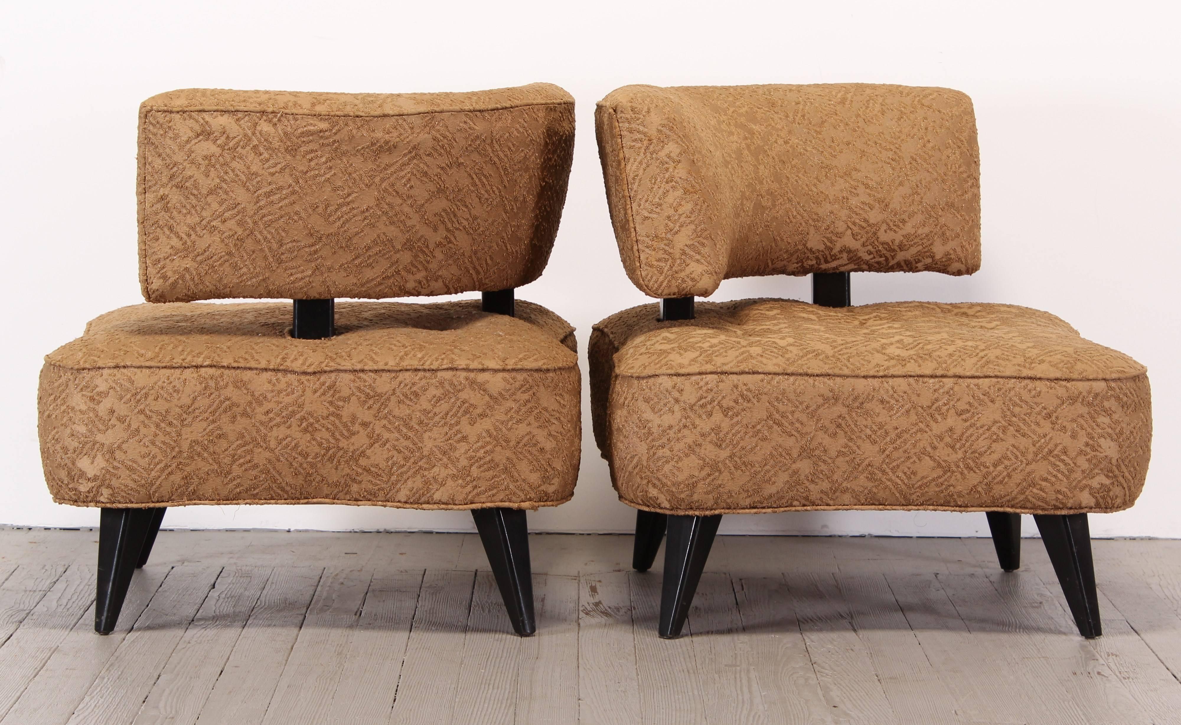 Hollywood Regency Pair of James Mont Style Chairs, 1940