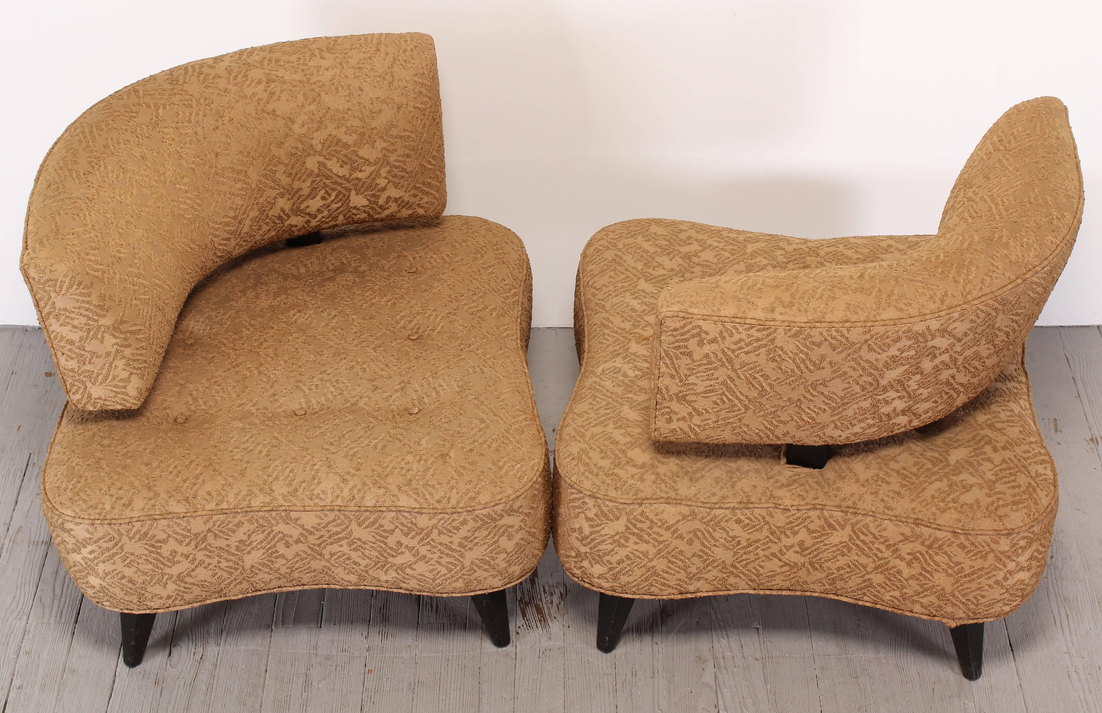 Upholstery Pair of James Mont Style Chairs, 1940