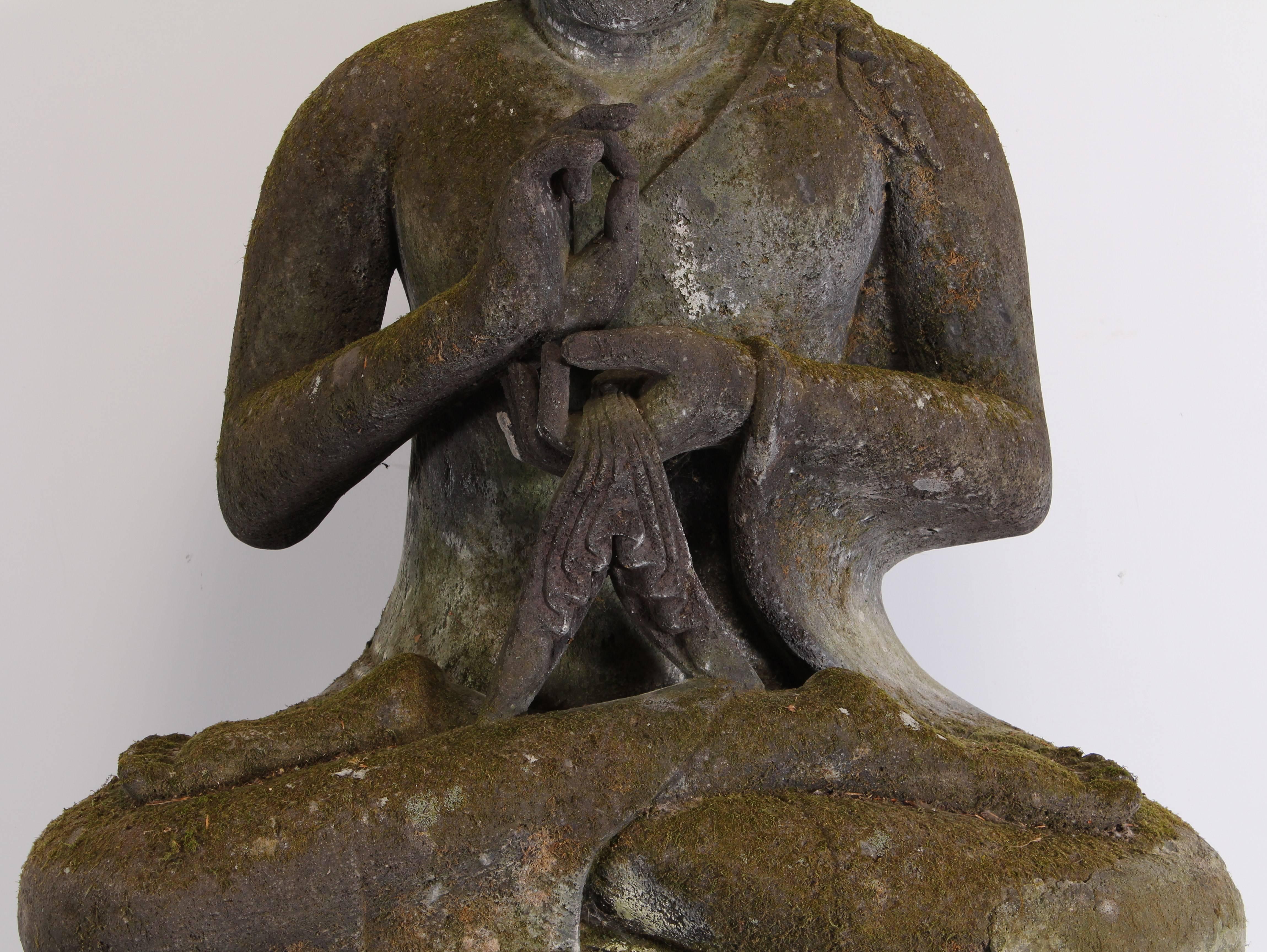 Monumental Lava Stone Hand-Carved Buddha, 20th Century In Excellent Condition In Hamburg, PA