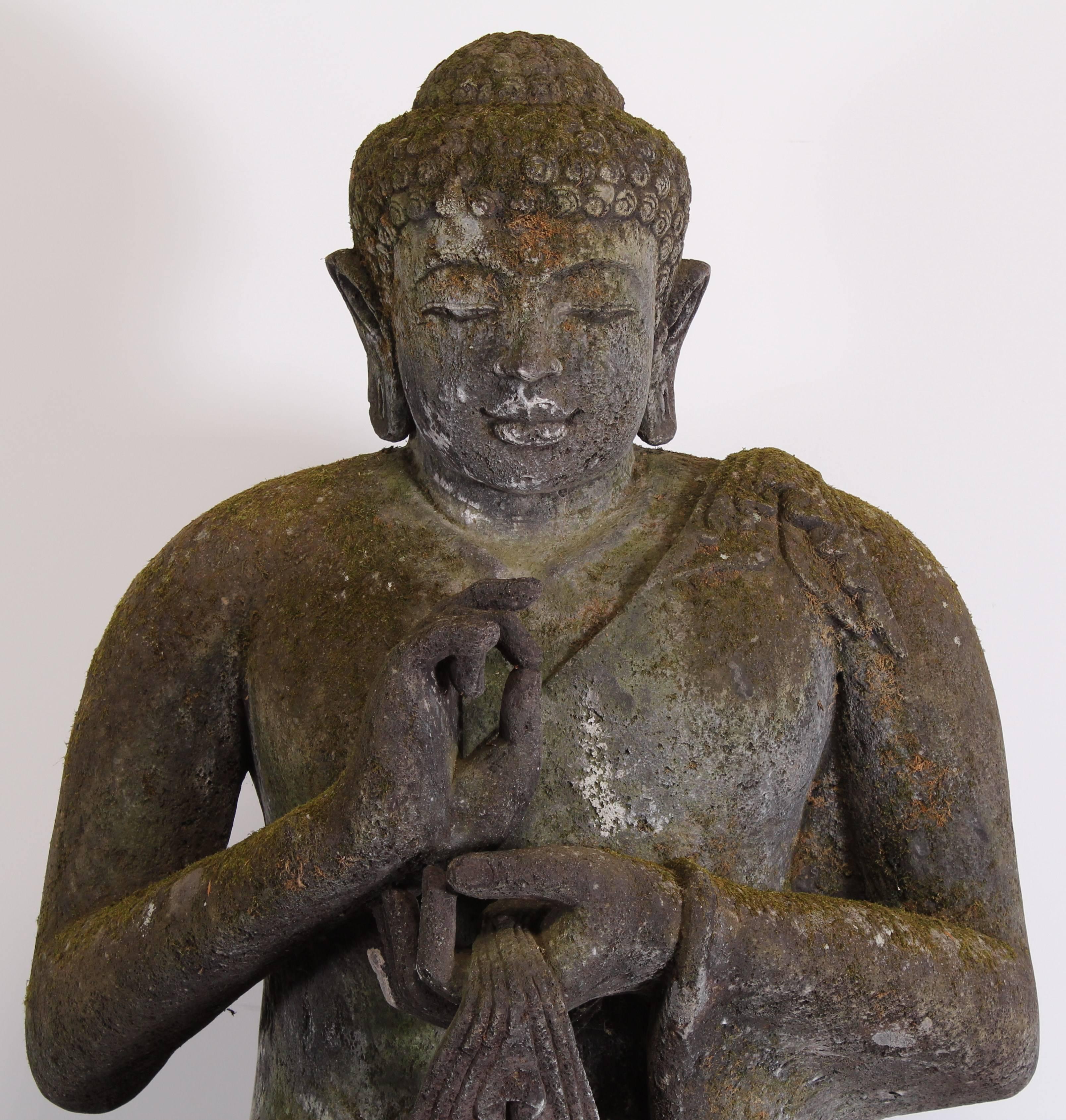 Monumental Lava Stone Hand-Carved Buddha, 20th Century 1