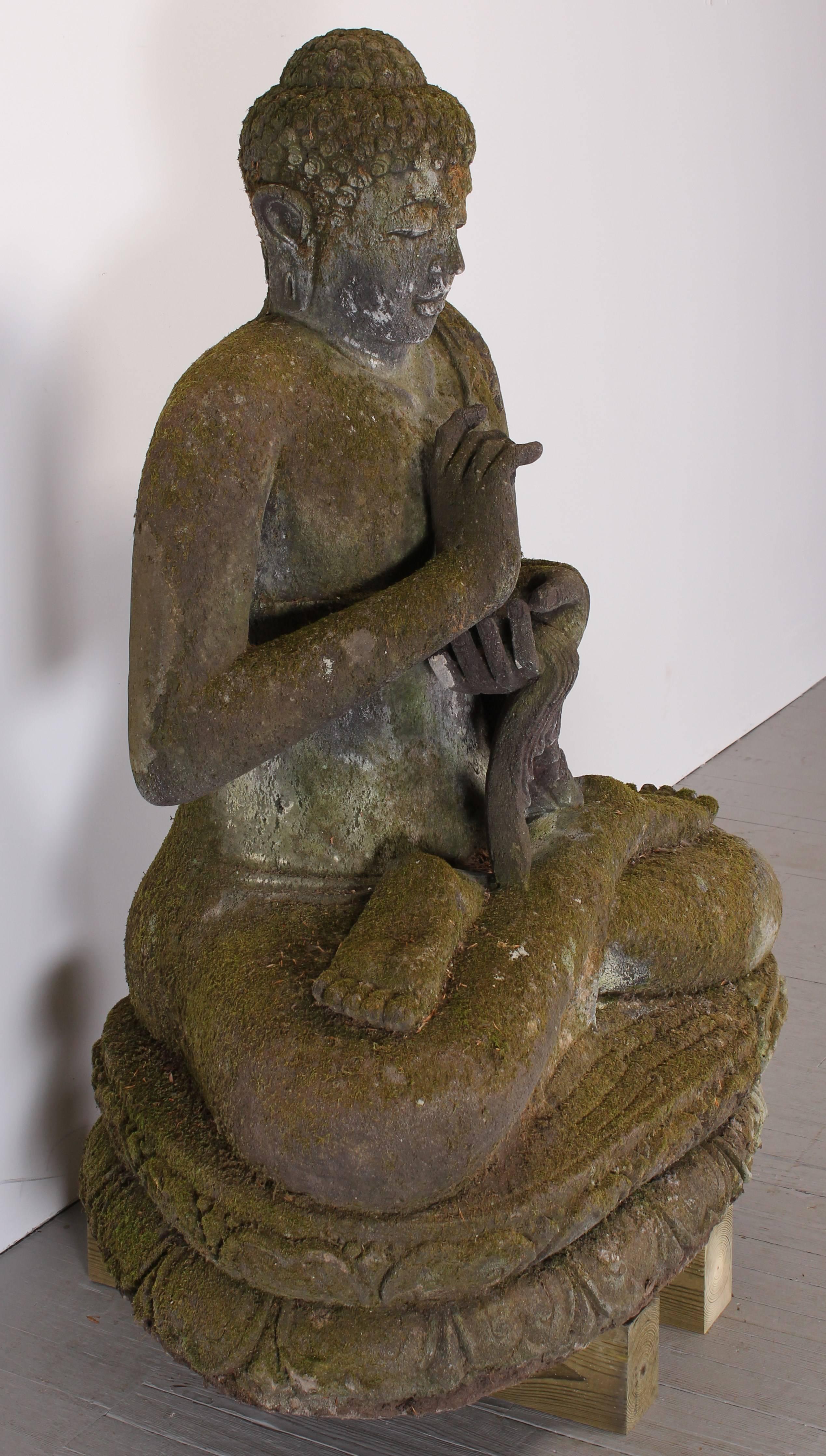 Modern Monumental Lava Stone Hand-Carved Buddha, 20th Century