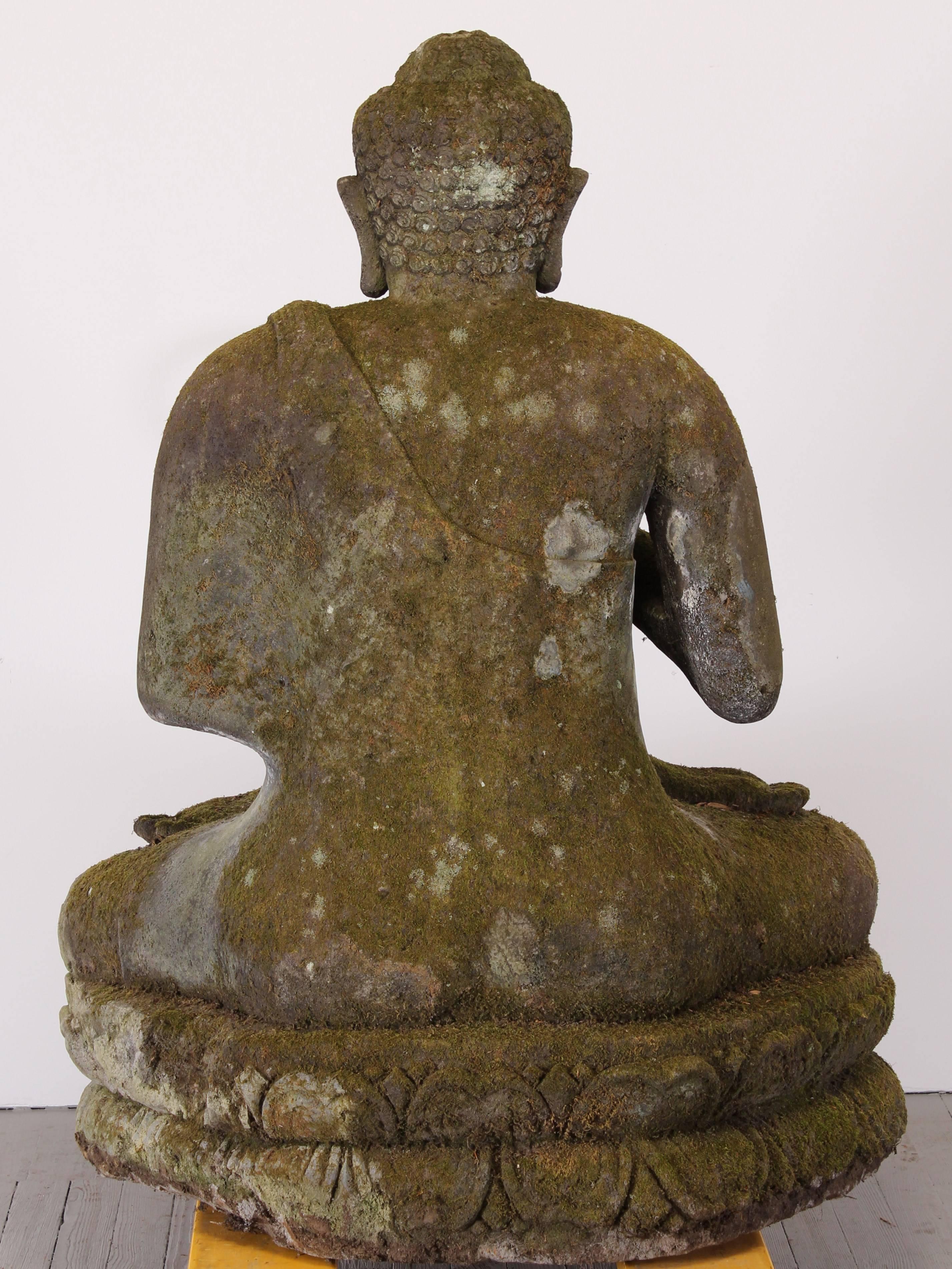 Monumental Lava Stone Hand-Carved Buddha, 20th Century 4