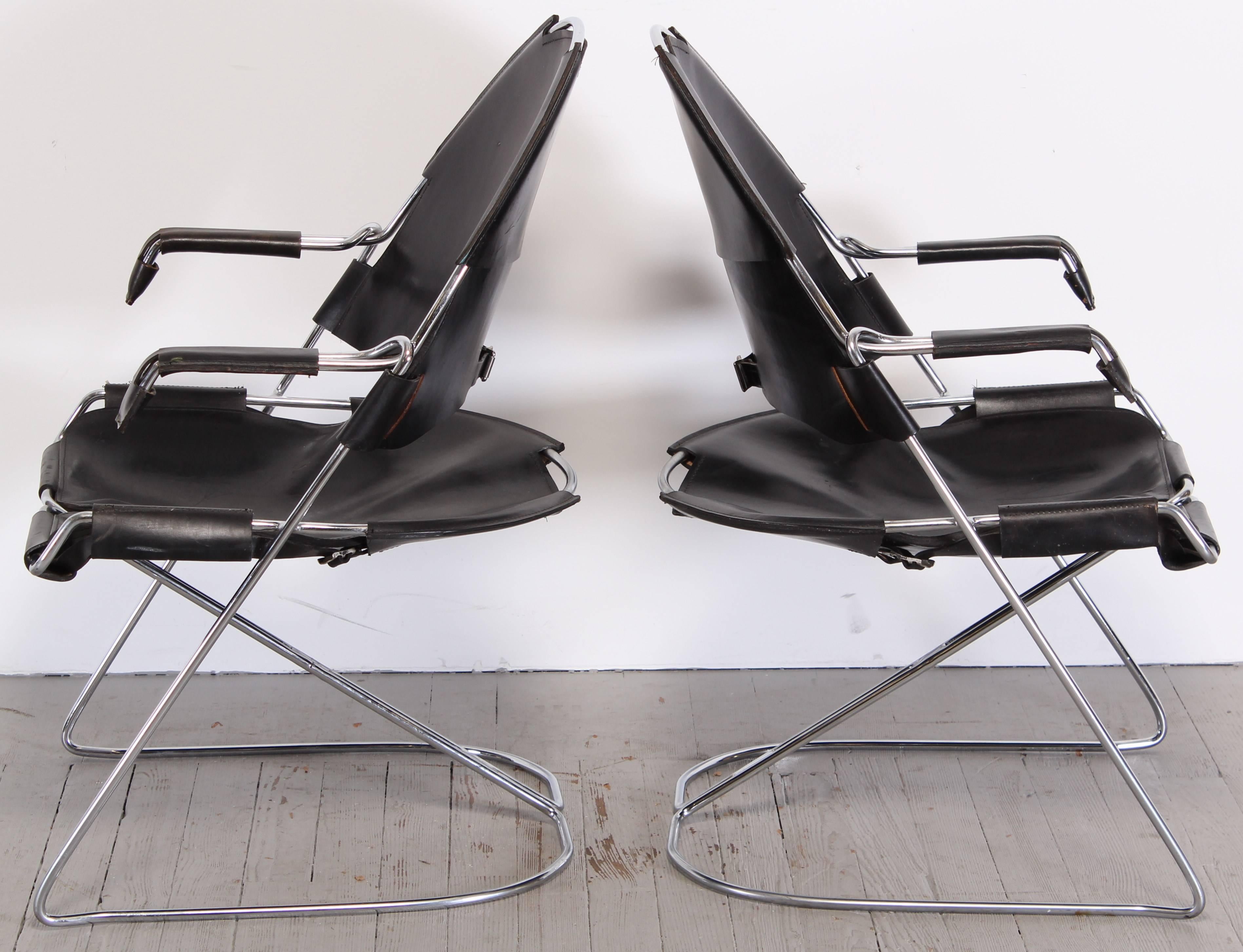 Late 20th Century Leather and Chrome Steel Armchairs by Jonathan Nelson, 1986