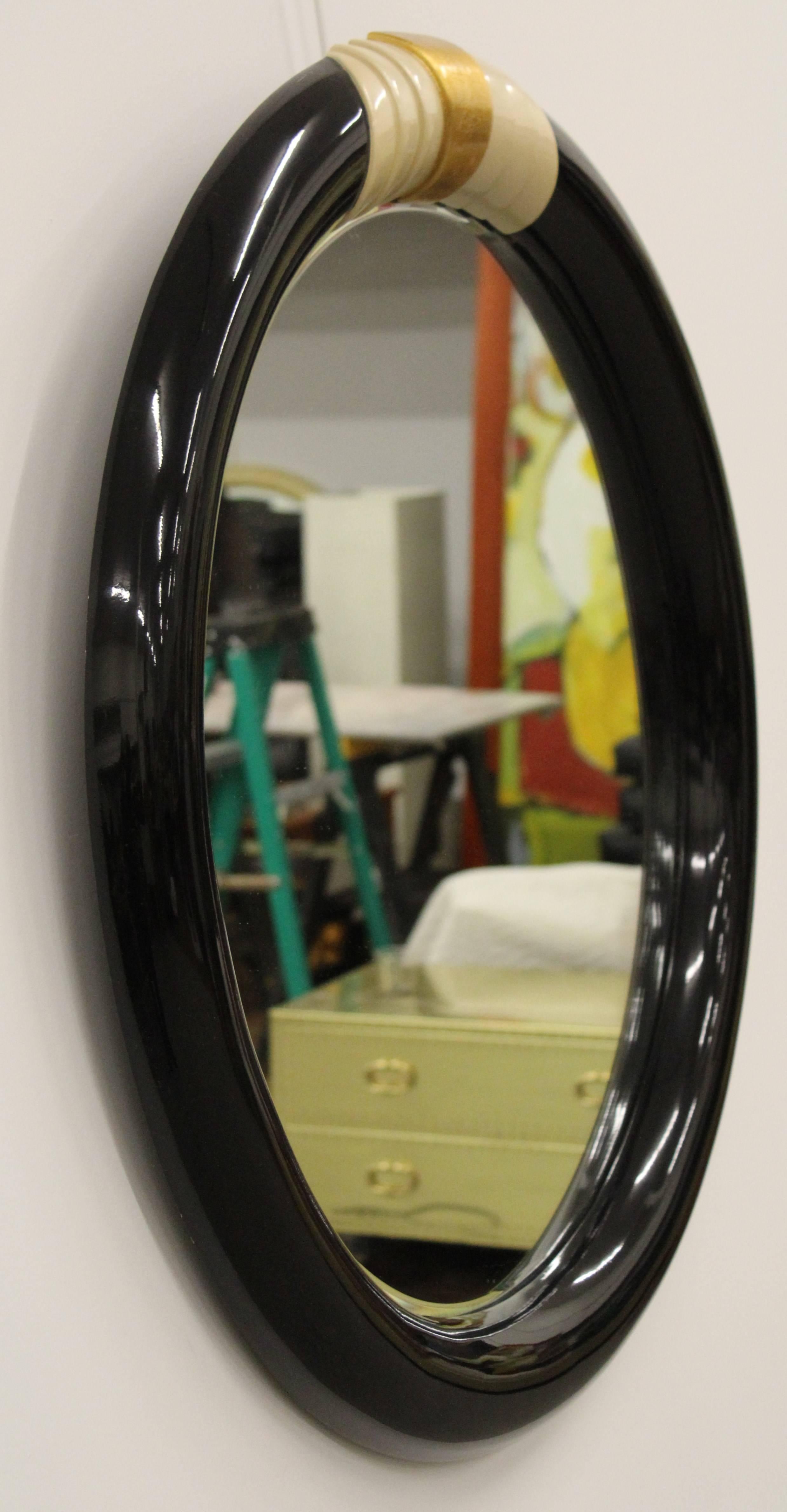 Mid-Century Modern Karl Springer Style Lacquered Mirror, 1980