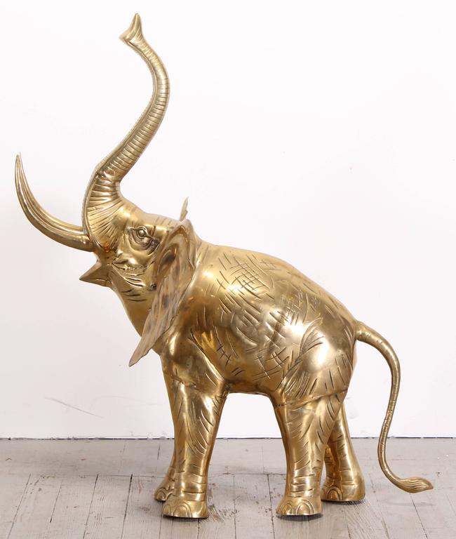 Extra Large Vintage 41 Inch Tall Brass Elephant Sculpture, 1970 For