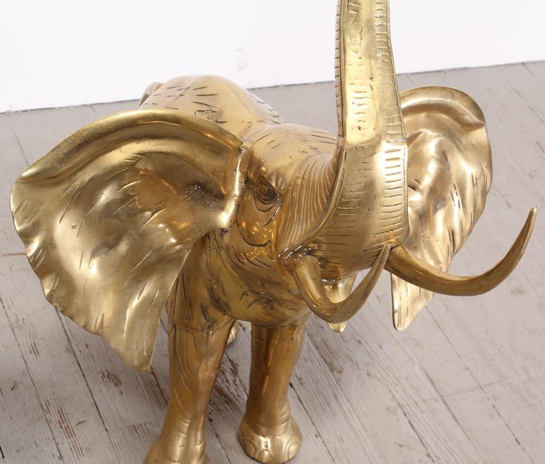 Extra Large Vintage 41 Inch Tall Brass Elephant Sculpture, 1970 For