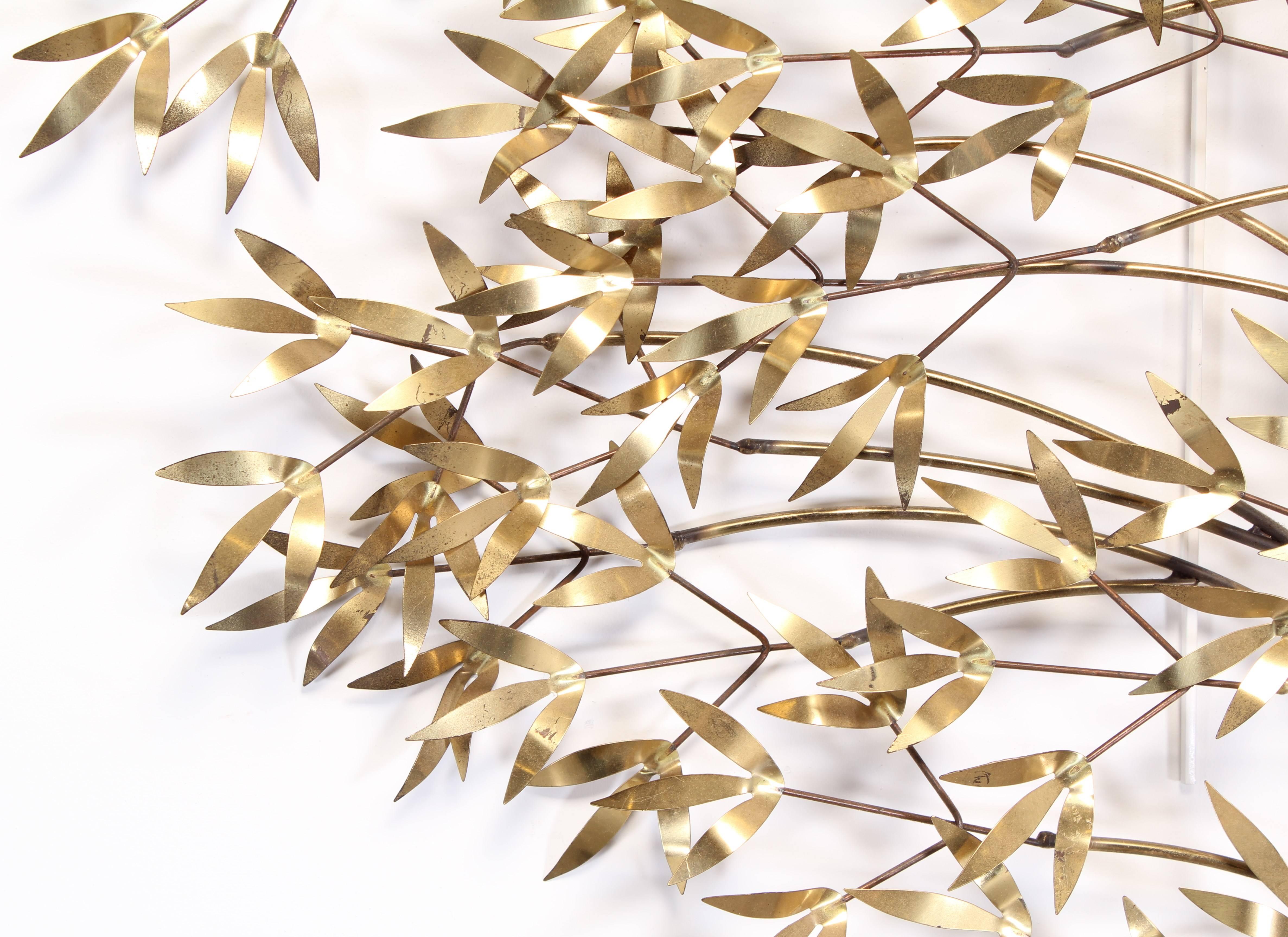 Mid-Century Modern Curtis Jere Brass Willow Wall Sculpture, 1970