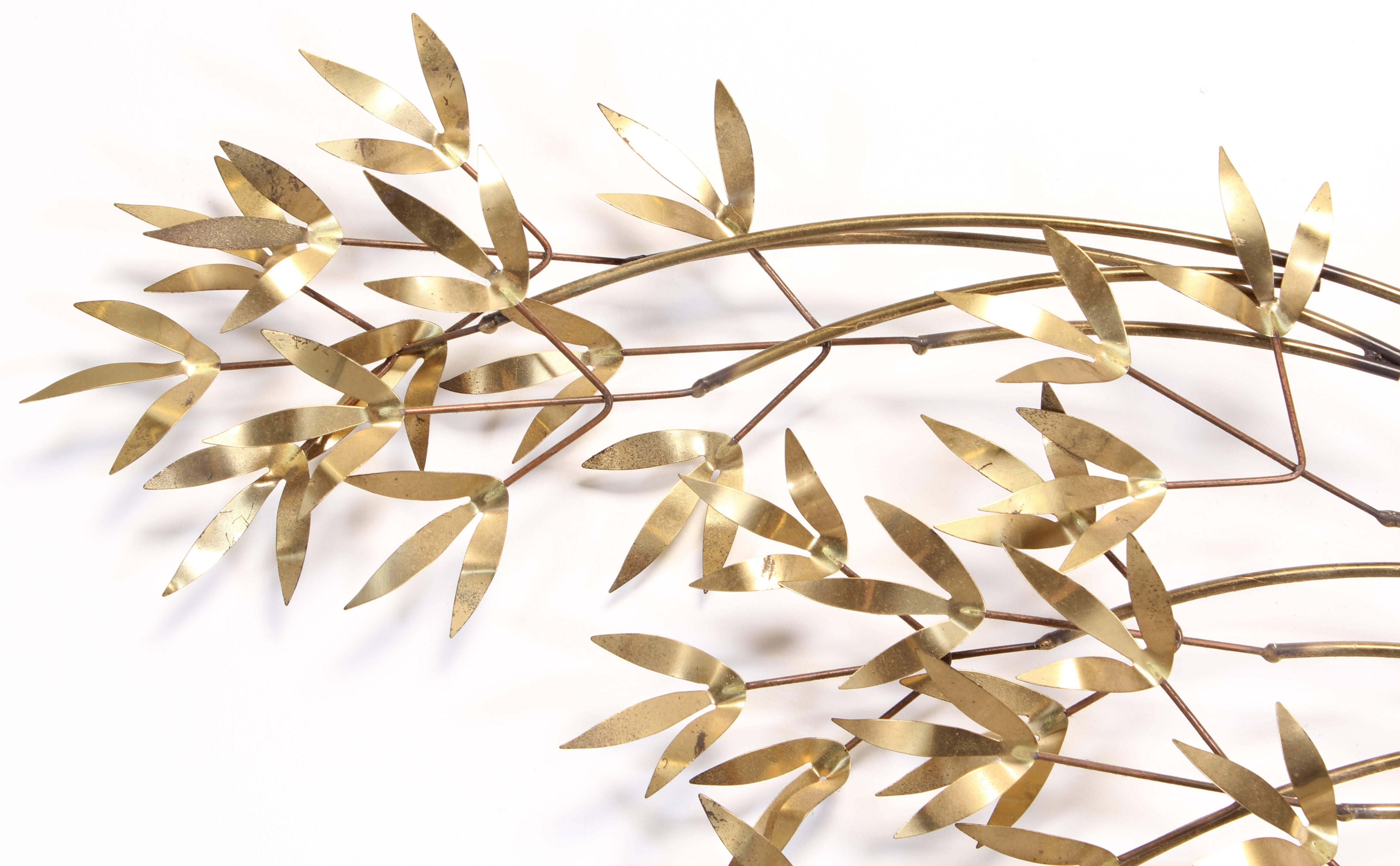 American Curtis Jere Brass Willow Wall Sculpture, 1970