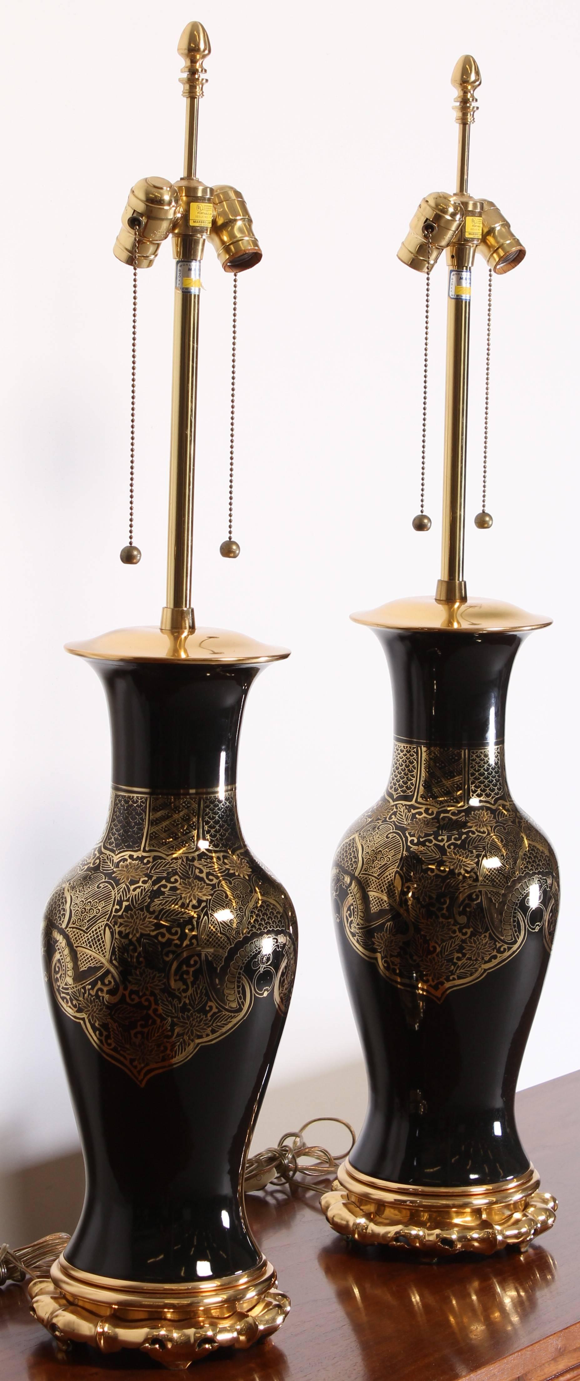 Pair of Marbro Hollywood Regency Lamps, 1980s In Excellent Condition In Hamburg, PA