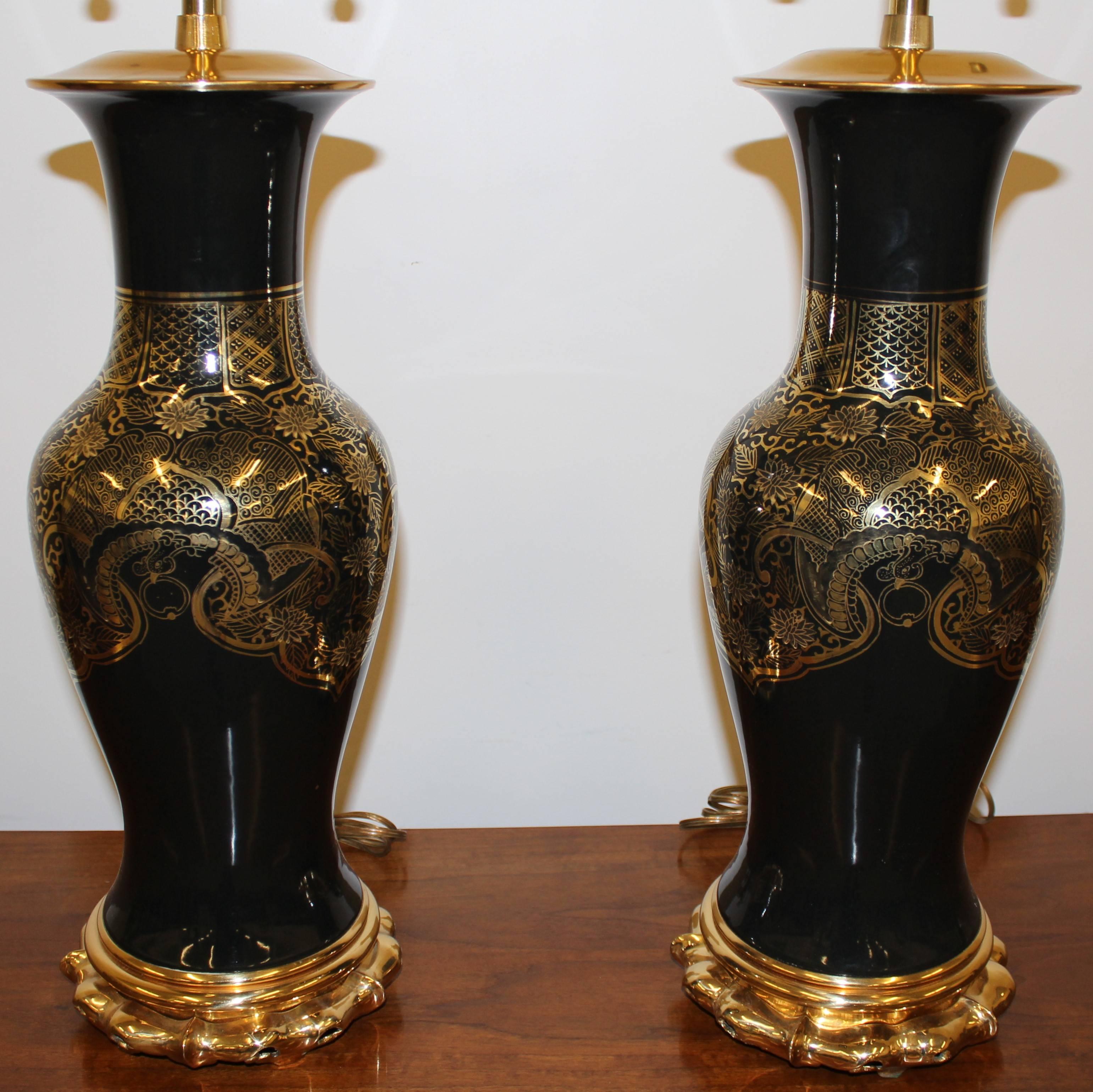 Late 20th Century Pair of Marbro Hollywood Regency Lamps, 1980s