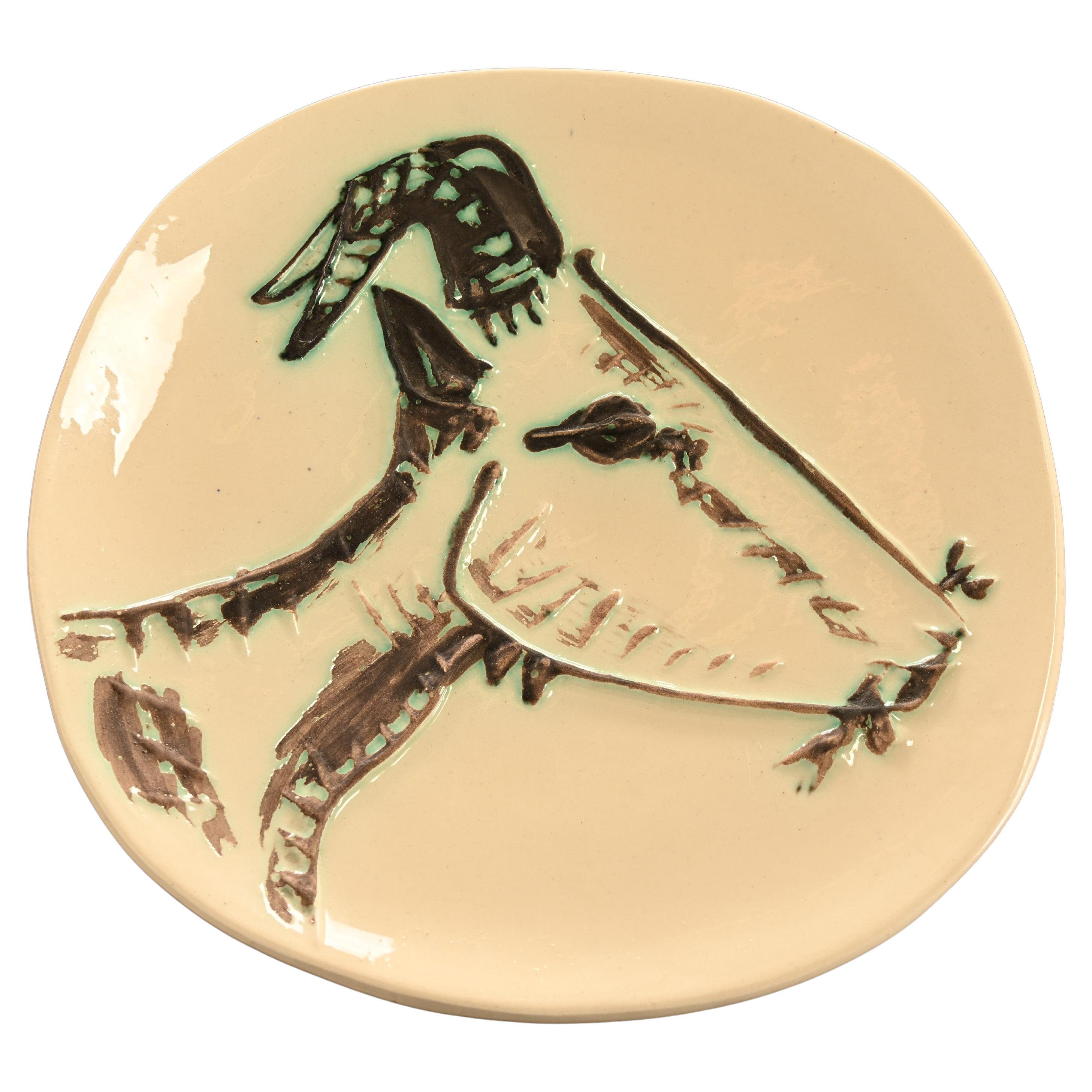 Pablo Picasso Madoura "Tête de Chevreuil de Profil" Ceramic Plate, 1950-1952