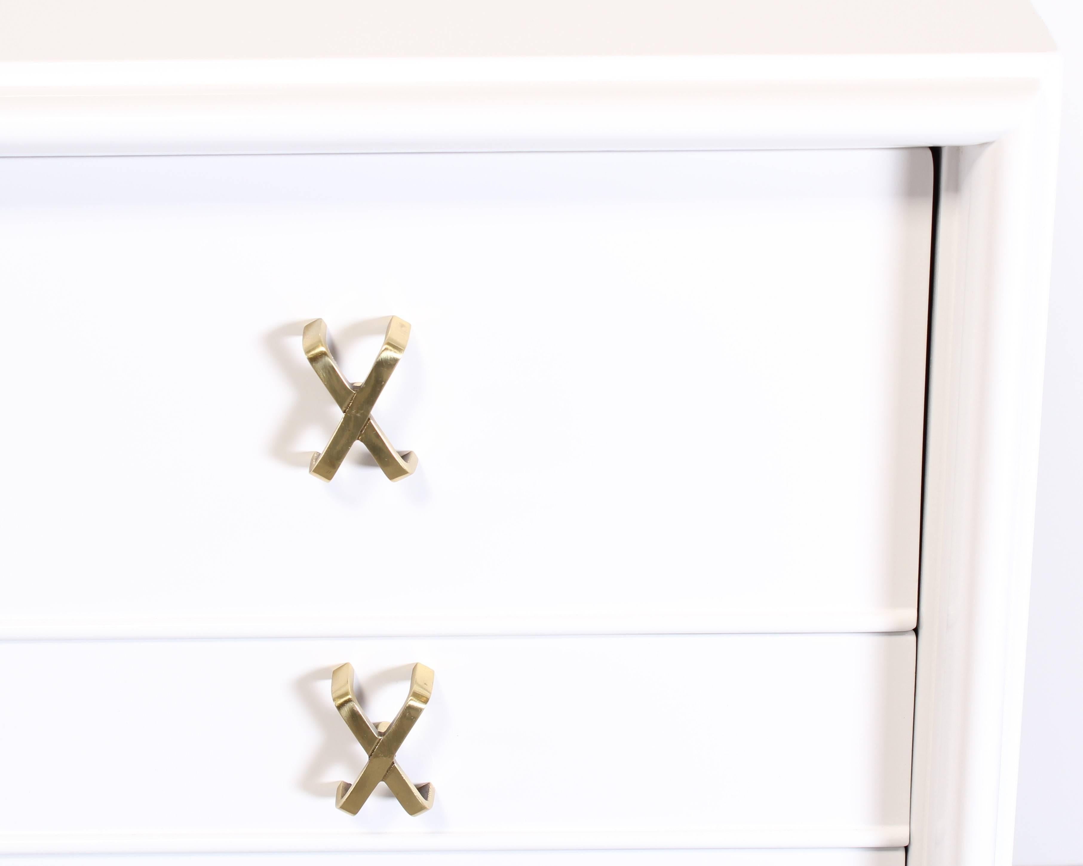 Automotive Paint Ten-Drawer Dresser with Brass X Pulls by Paul Frankl for Johnson Furniture Co.