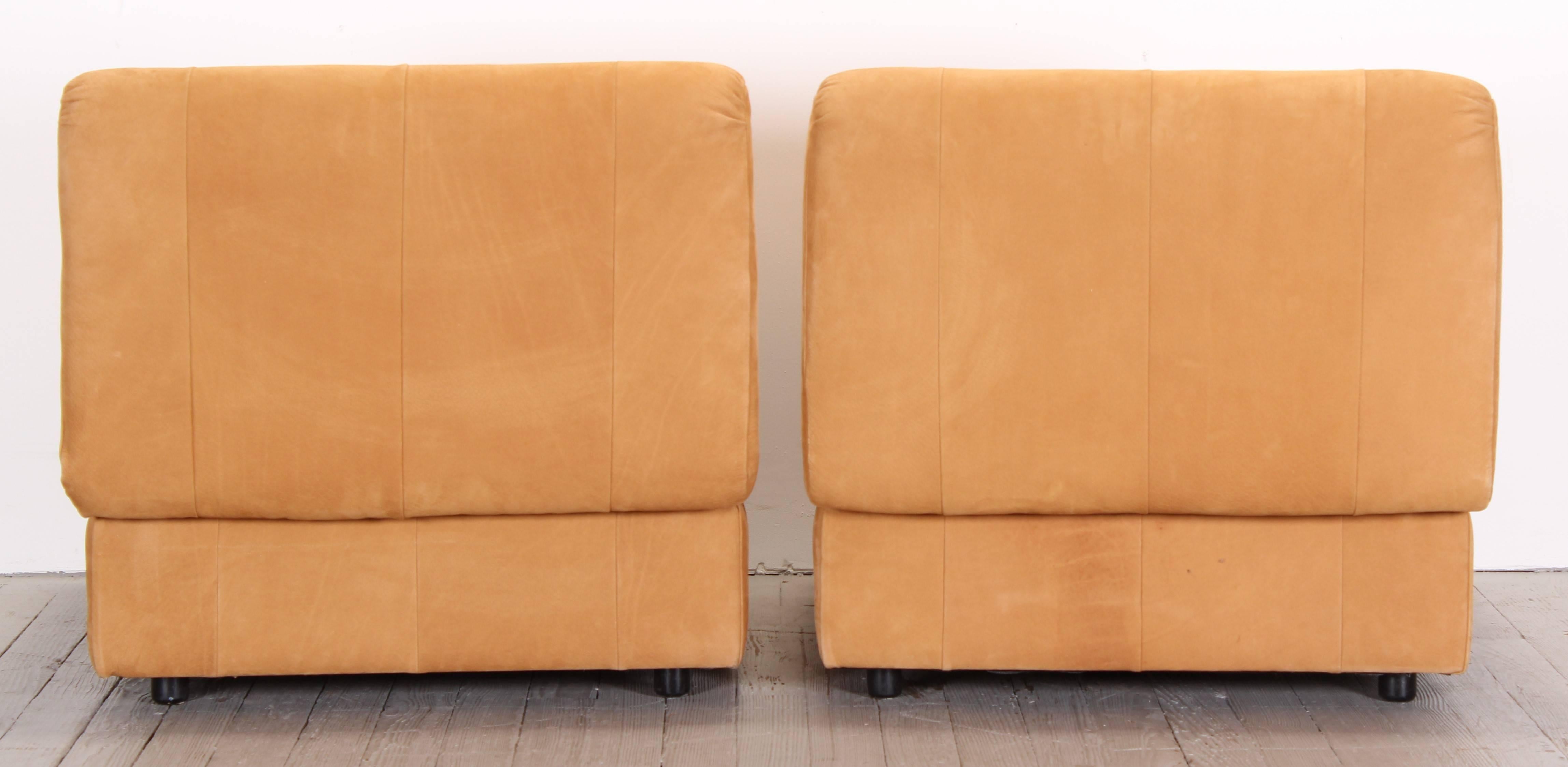Pair of Suede Leather Lounge Chairs by Lafer, 1970 1