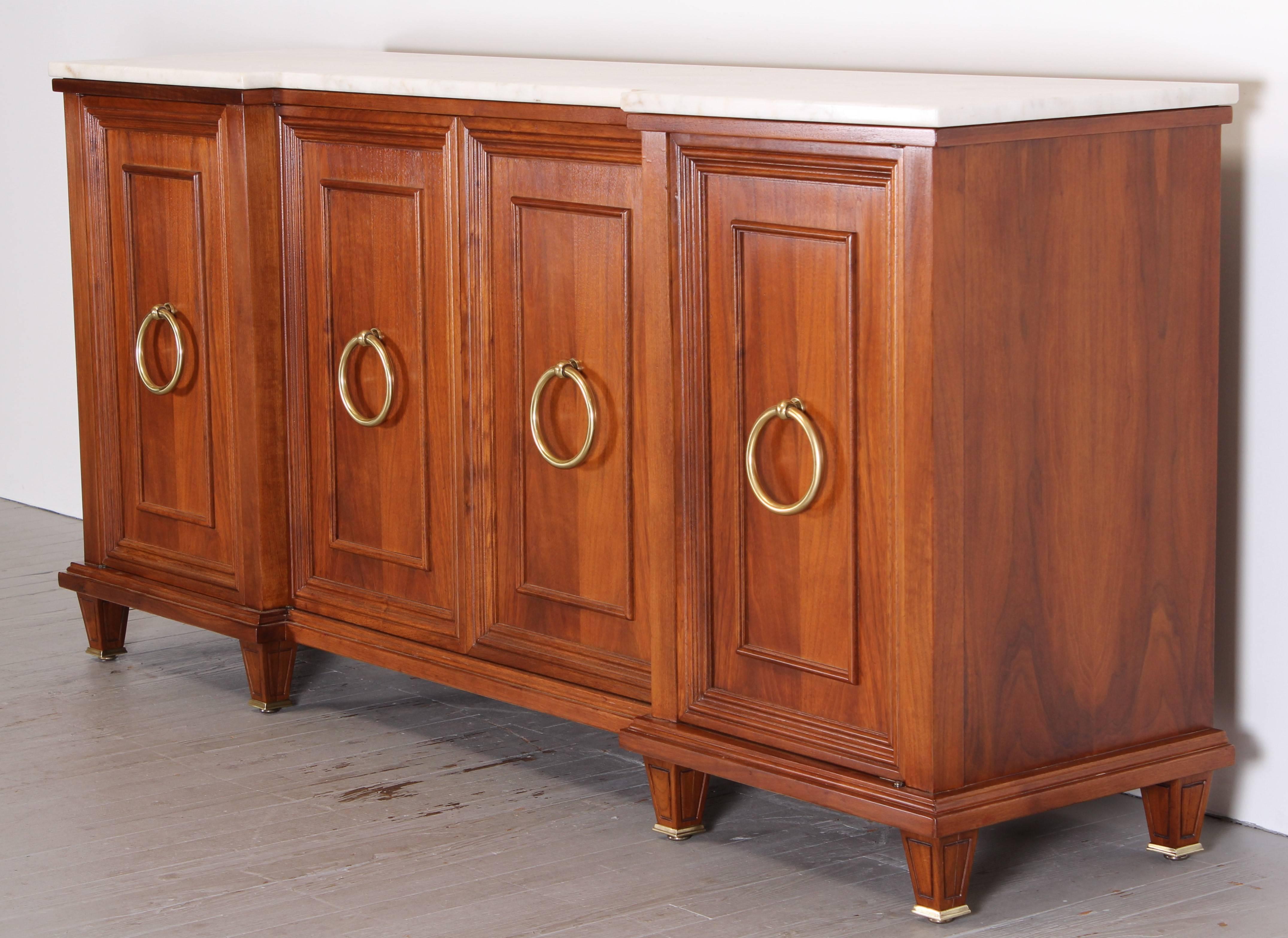 American Walnut Hollywood Regency Sideboard in the Style of Jansen, 1940