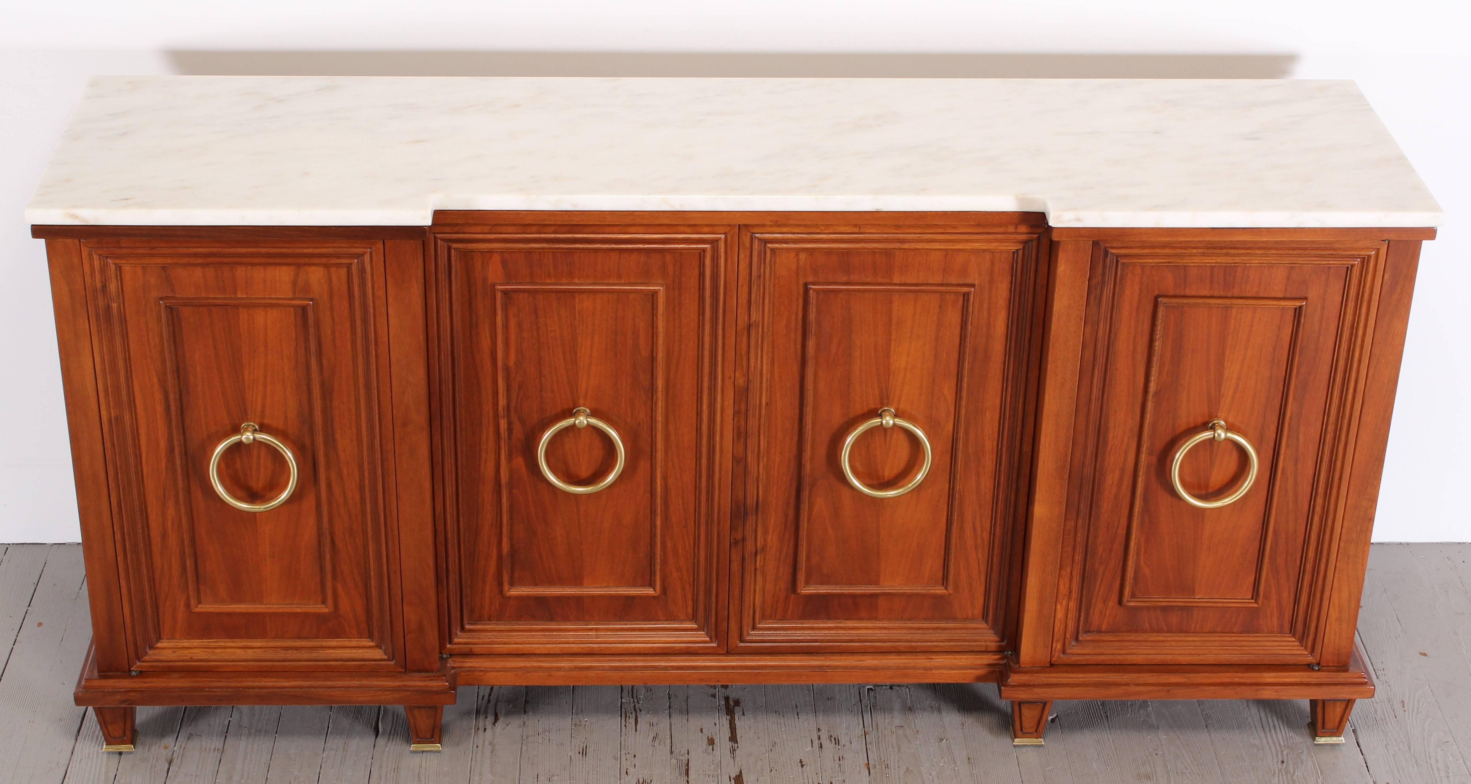 Polished Walnut Hollywood Regency Sideboard in the Style of Jansen, 1940