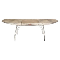 Jonathan Singleton Distressed Steel Desk Leather Inset Stainless Base, 2000s