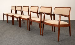 Set of 6 Jens Risom Playboy Dining Chairs, Walnut, Model C140, 1960s