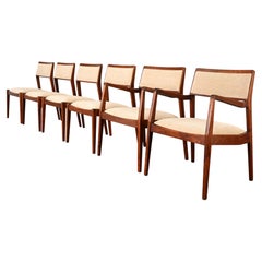 Set of 6 Jens Risom Playboy Dining Chairs, Walnut, Model C140, 1960s