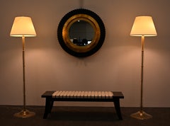 Pair of Donghia Murano Glass and Brass Floor Lamps with Gold Aventurine