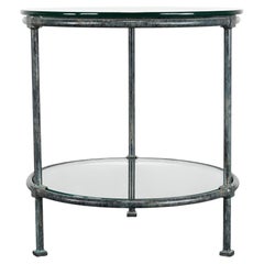Niermann Weeks Two-Tier Round Verdigris Aluminum and Glass Occasional Side Table