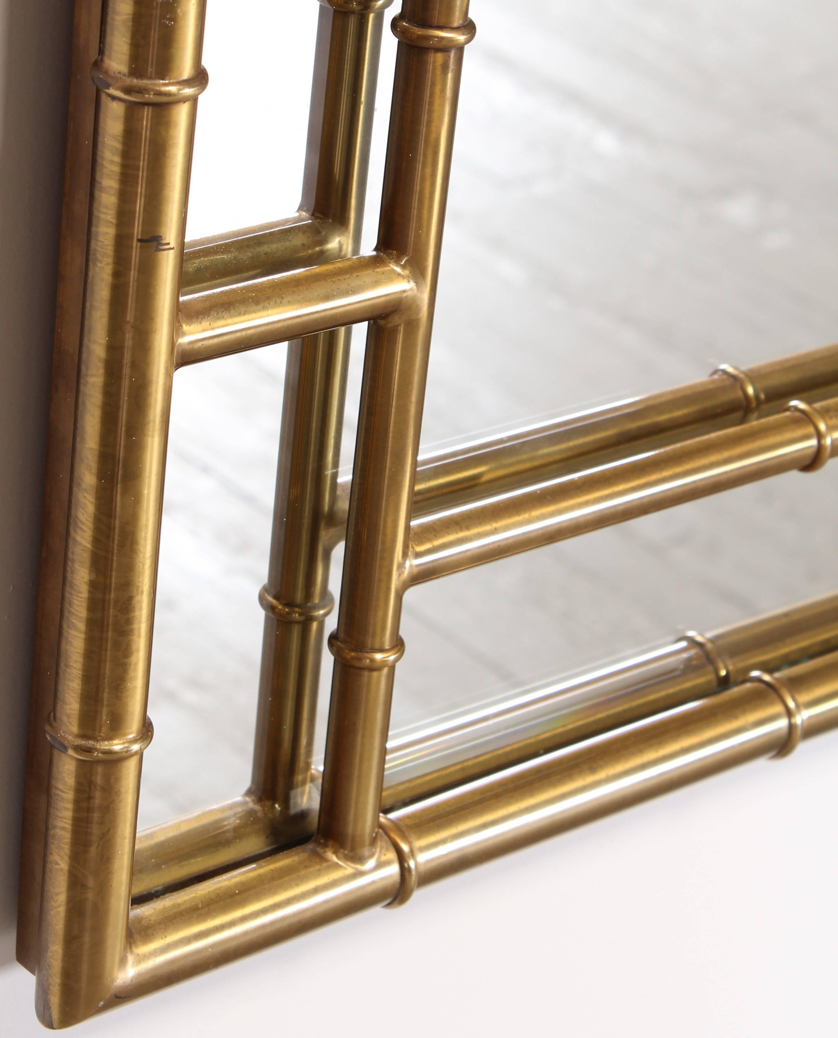American Solid Brass Mastercraft Greek Key Mirror, 1970s