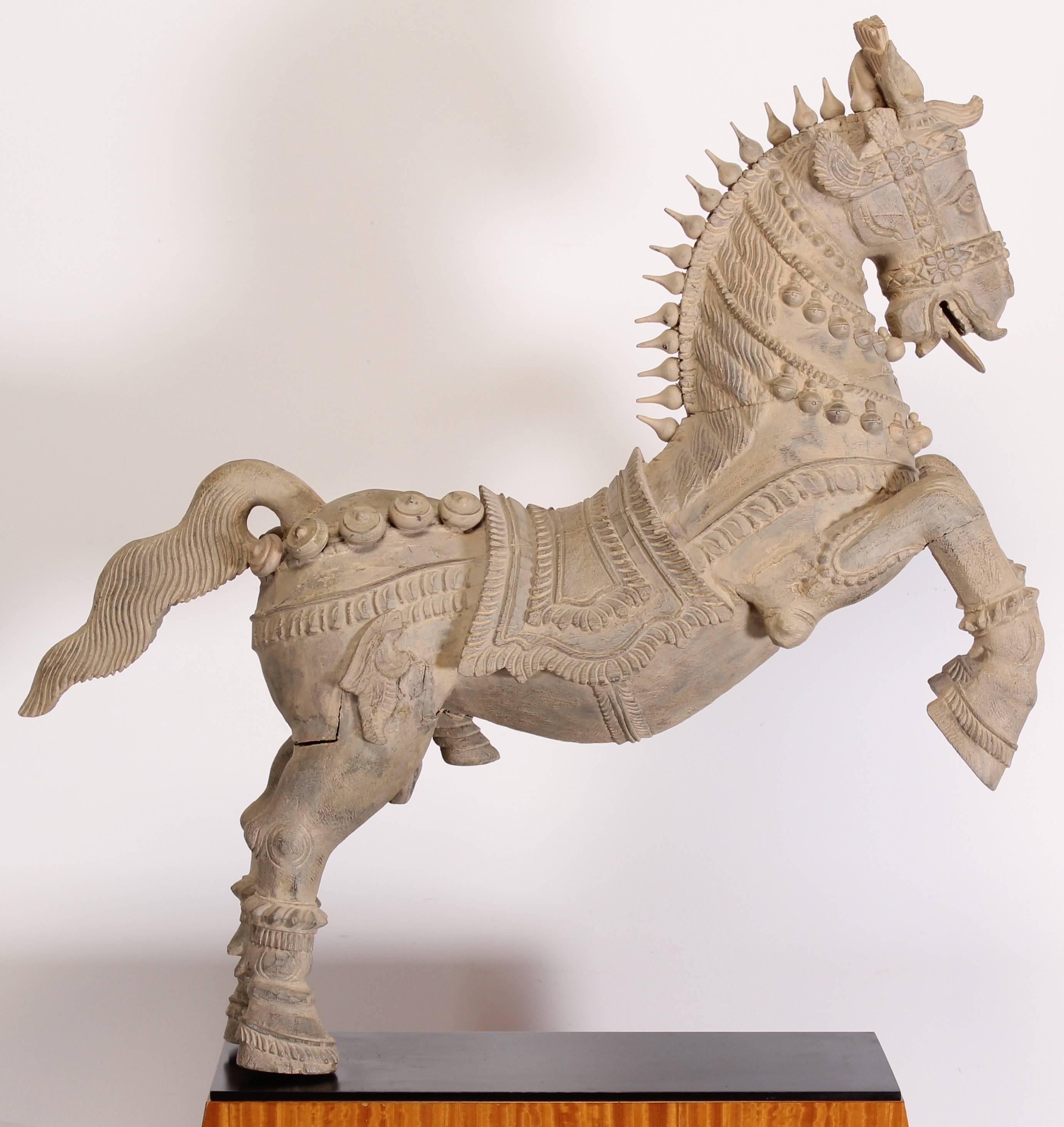 Indian India Carved Wood Horse, a Vahana 
