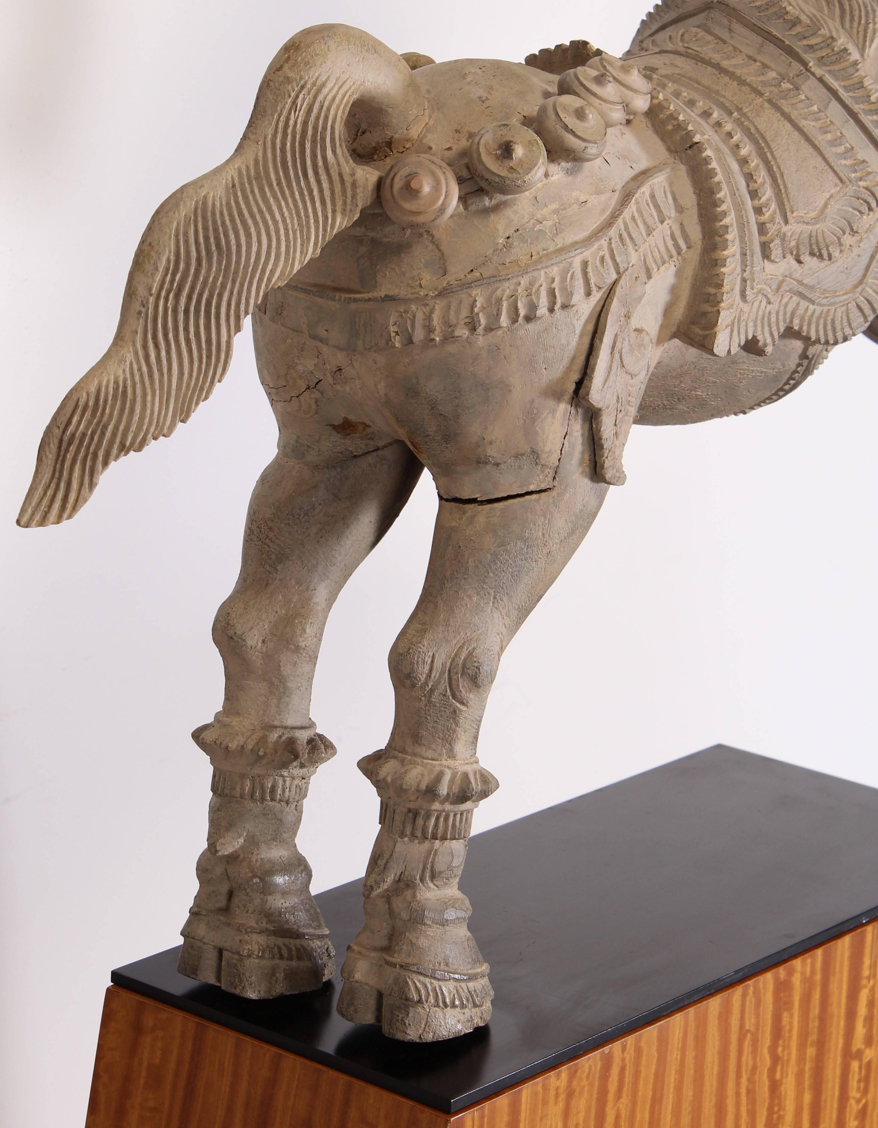India Carved Wood Horse, a Vahana 