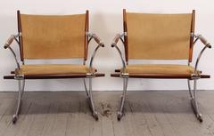 Excellent Pair of Jens Quistgaard Chrome Rosewood Stokke Chairs, 1966