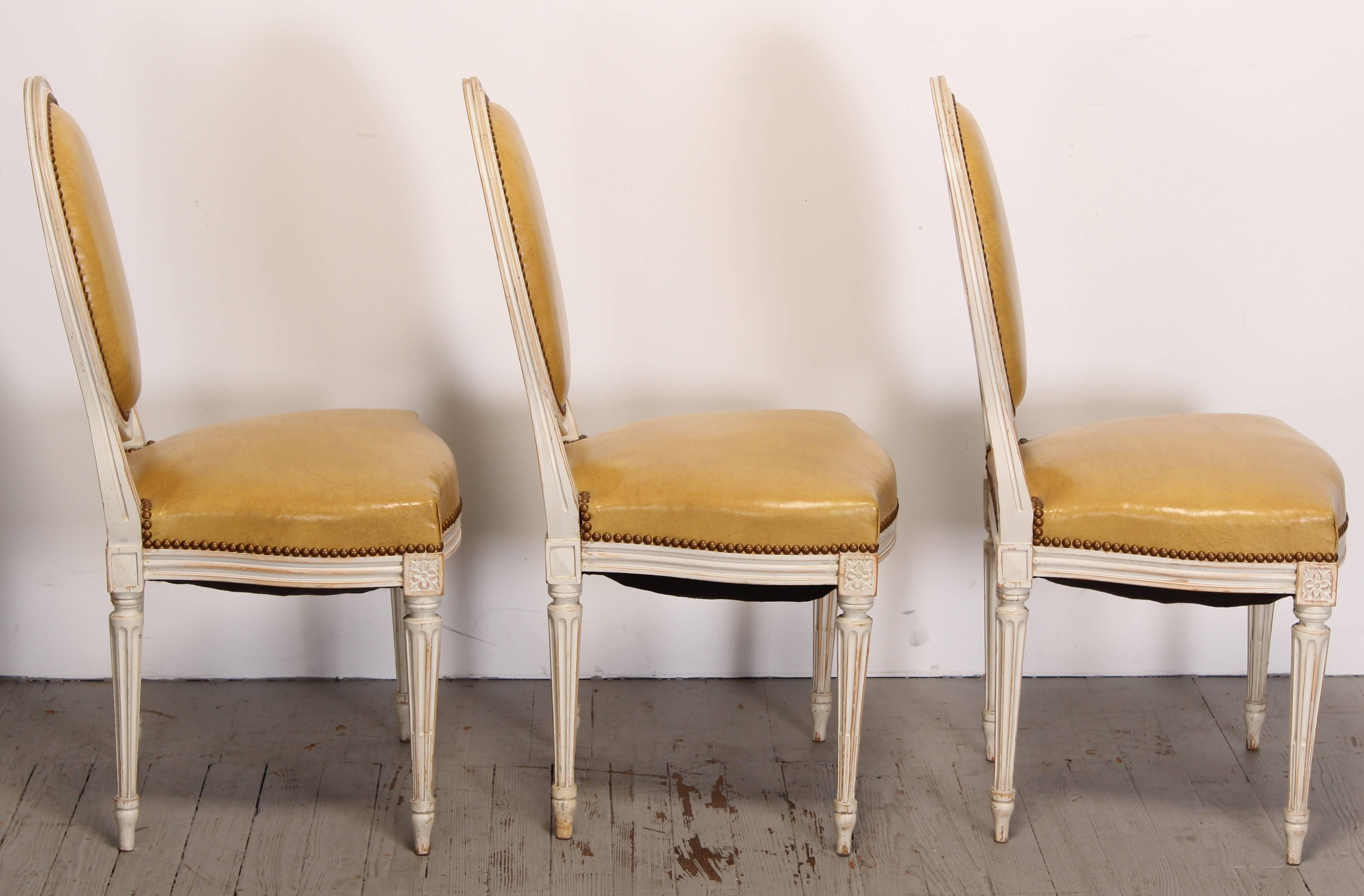 Mid-20th Century Painted Set of Six Louis XVI Style Dining Chairs, 1950s