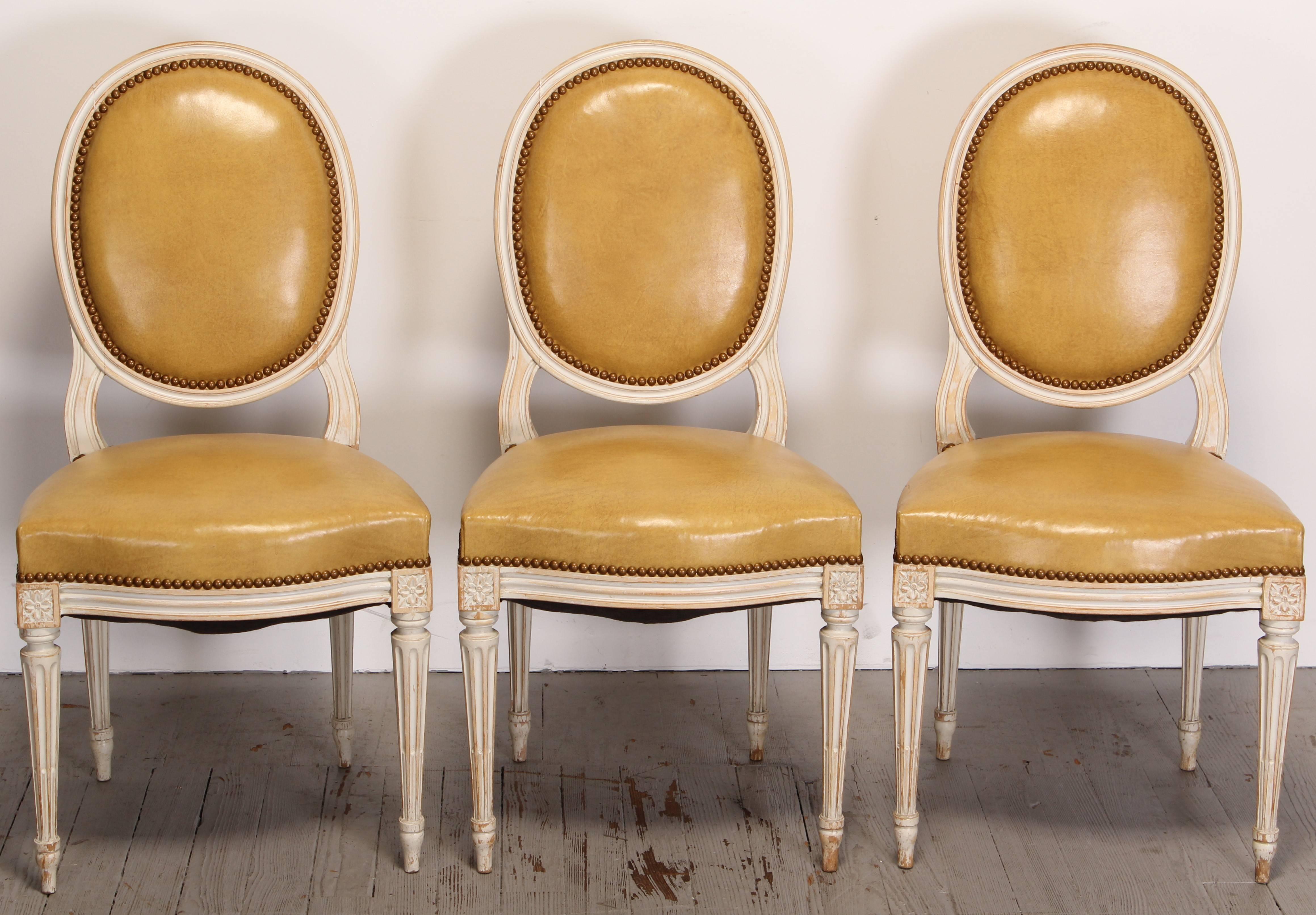 Painted Set of Six Louis XVI Style Dining Chairs, 1950s 1
