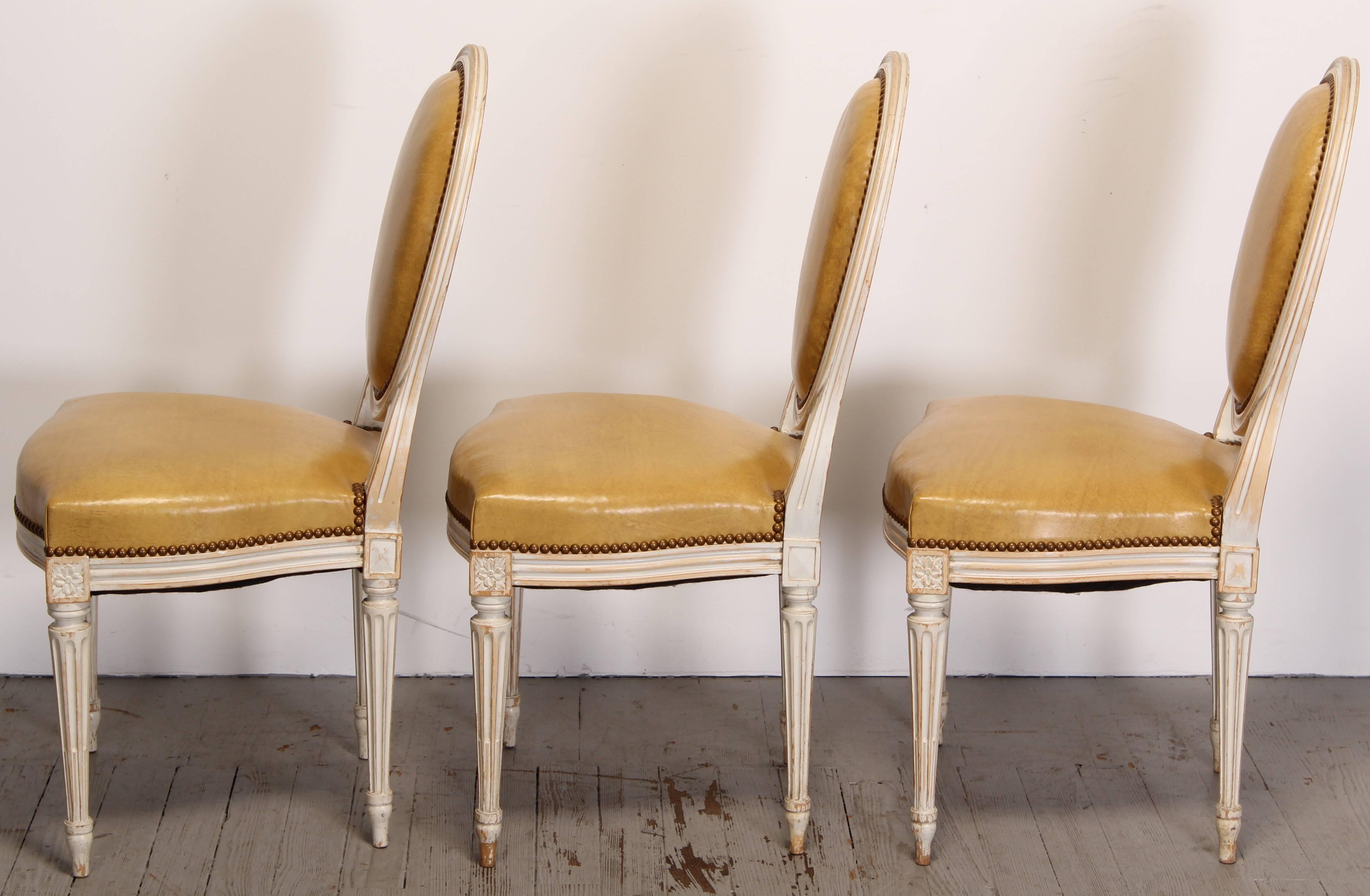 Painted Set of Six Louis XVI Style Dining Chairs, 1950s 2