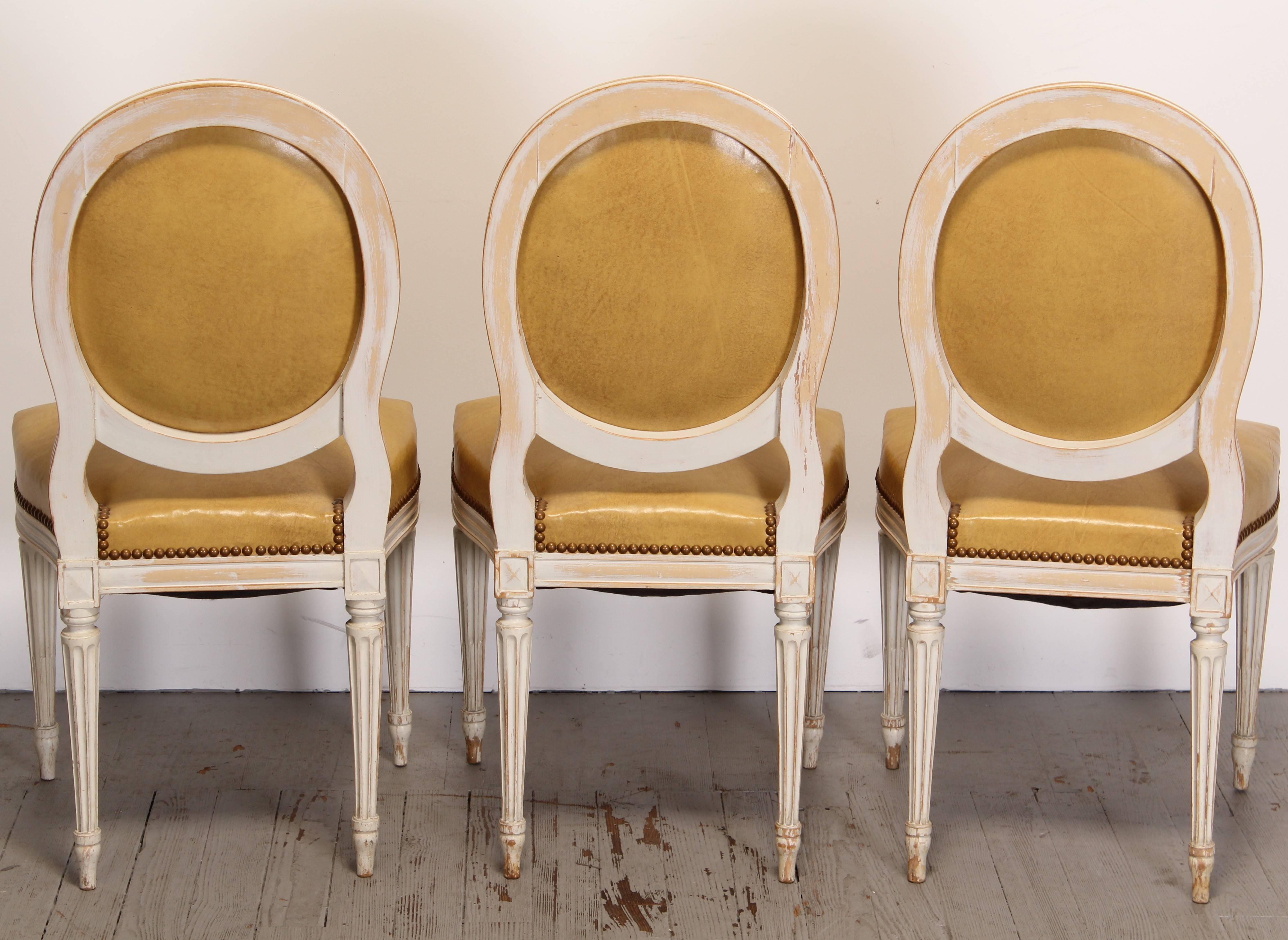Painted Set of Six Louis XVI Style Dining Chairs, 1950s 3
