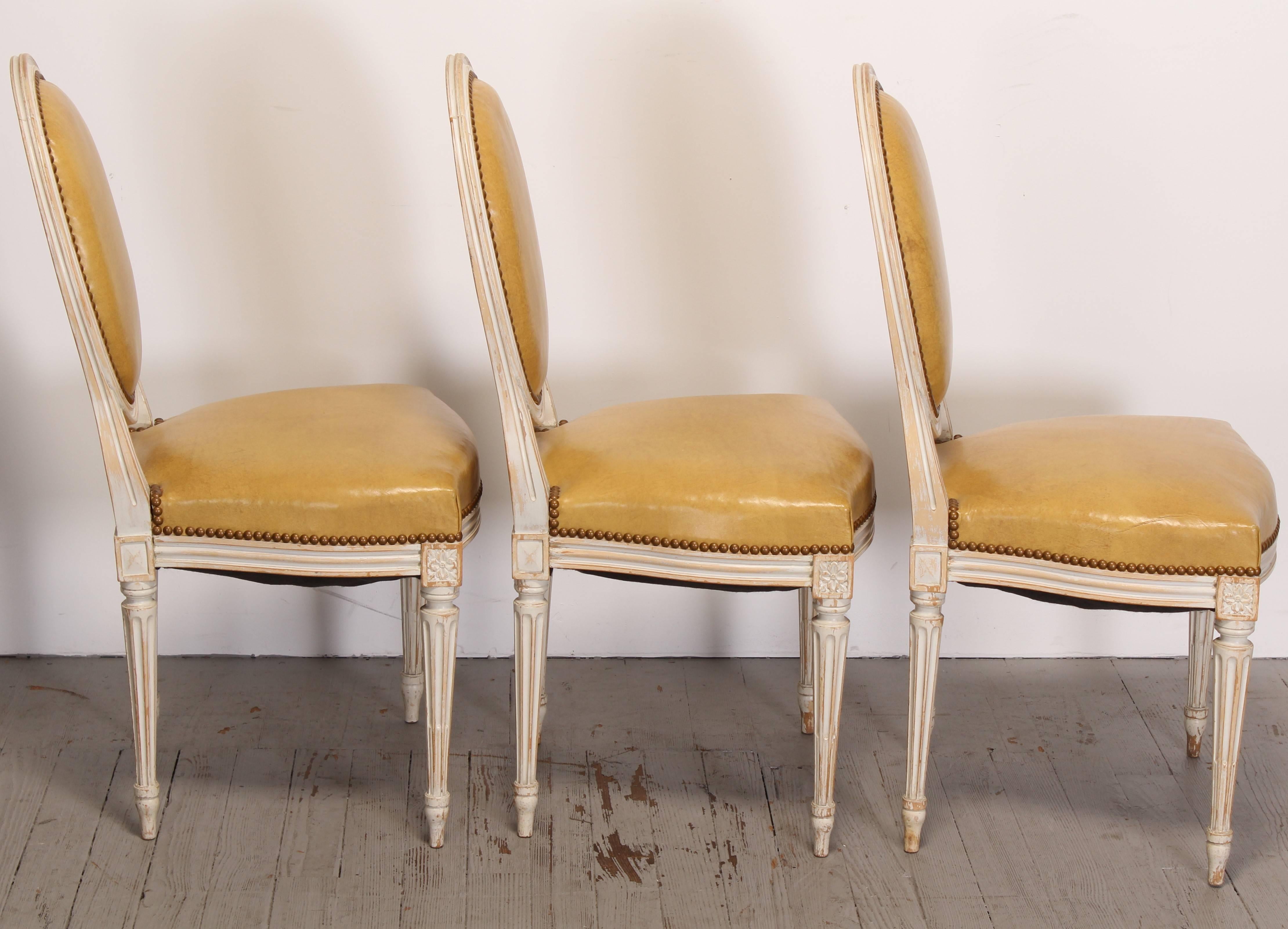 Painted Set of Six Louis XVI Style Dining Chairs, 1950s 4