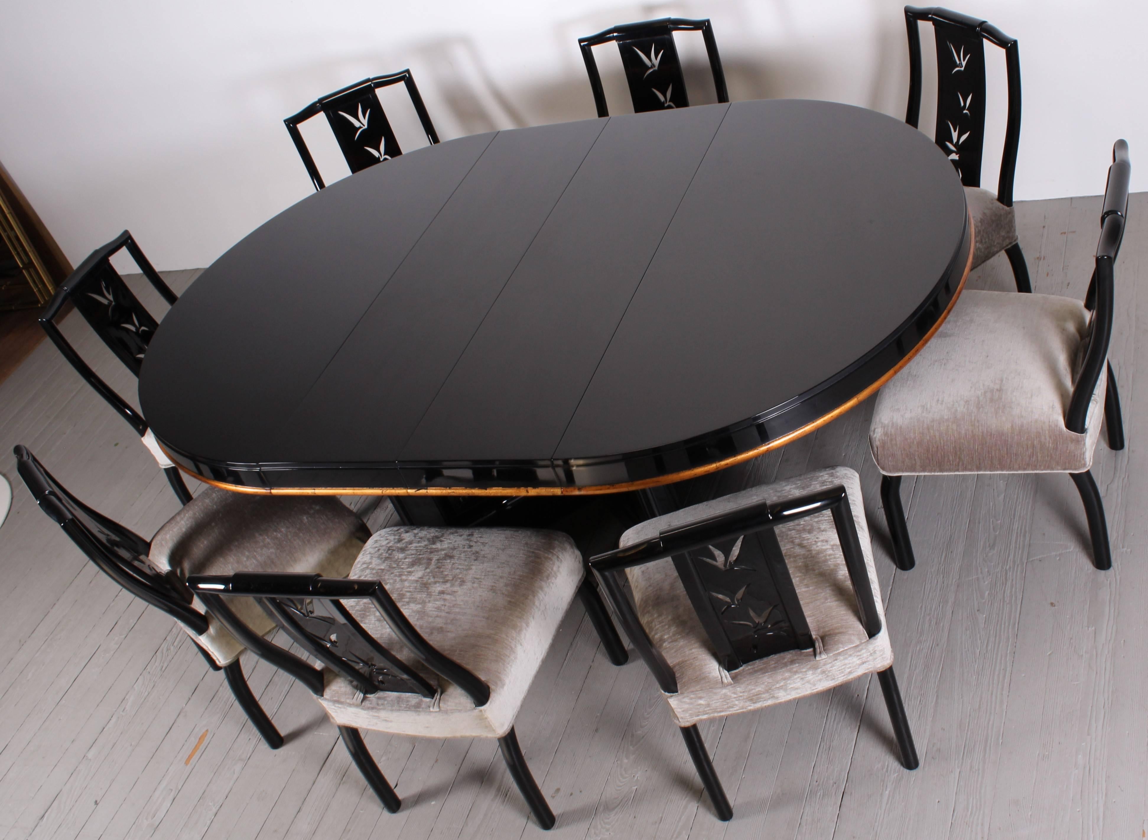 James Mont Dining Table with Eight Chairs Asian Modern, 1940s In Excellent Condition In Hamburg, PA