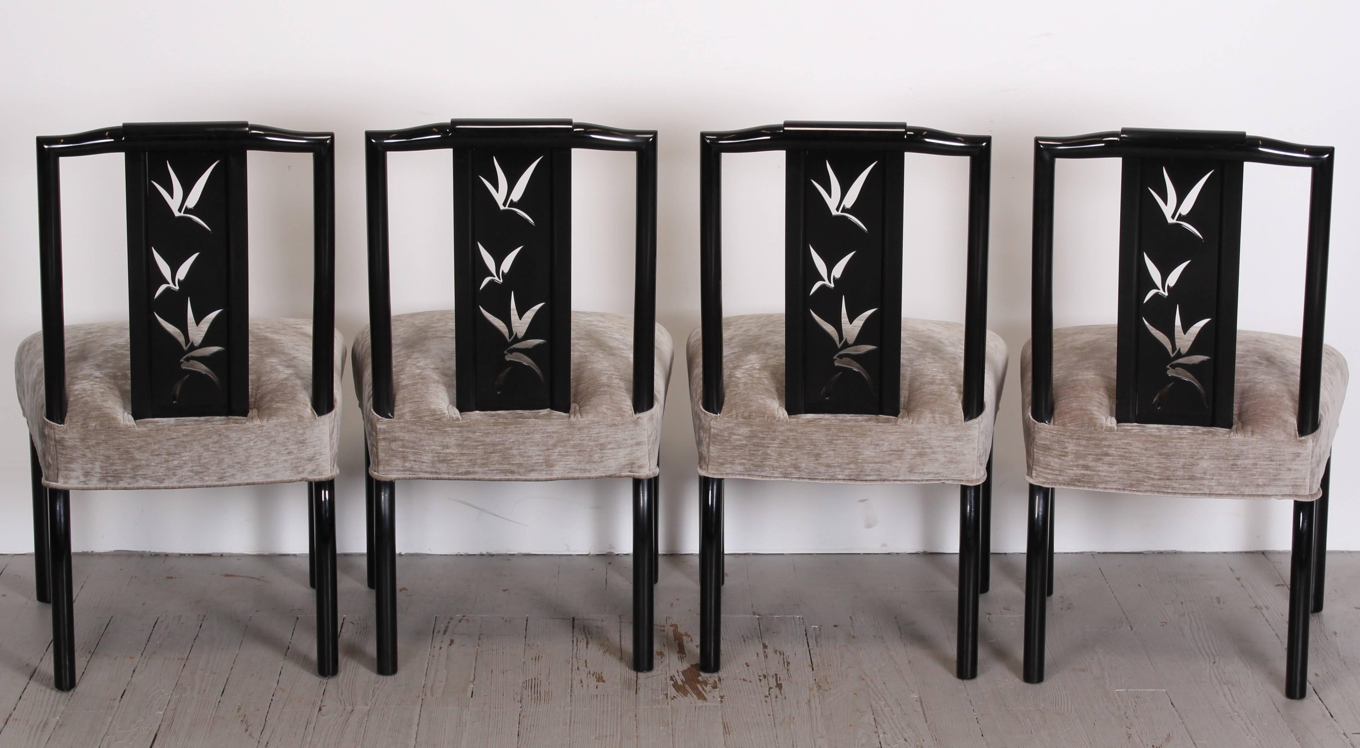 Upholstery James Mont Dining Table with Eight Chairs Asian Modern, 1940s