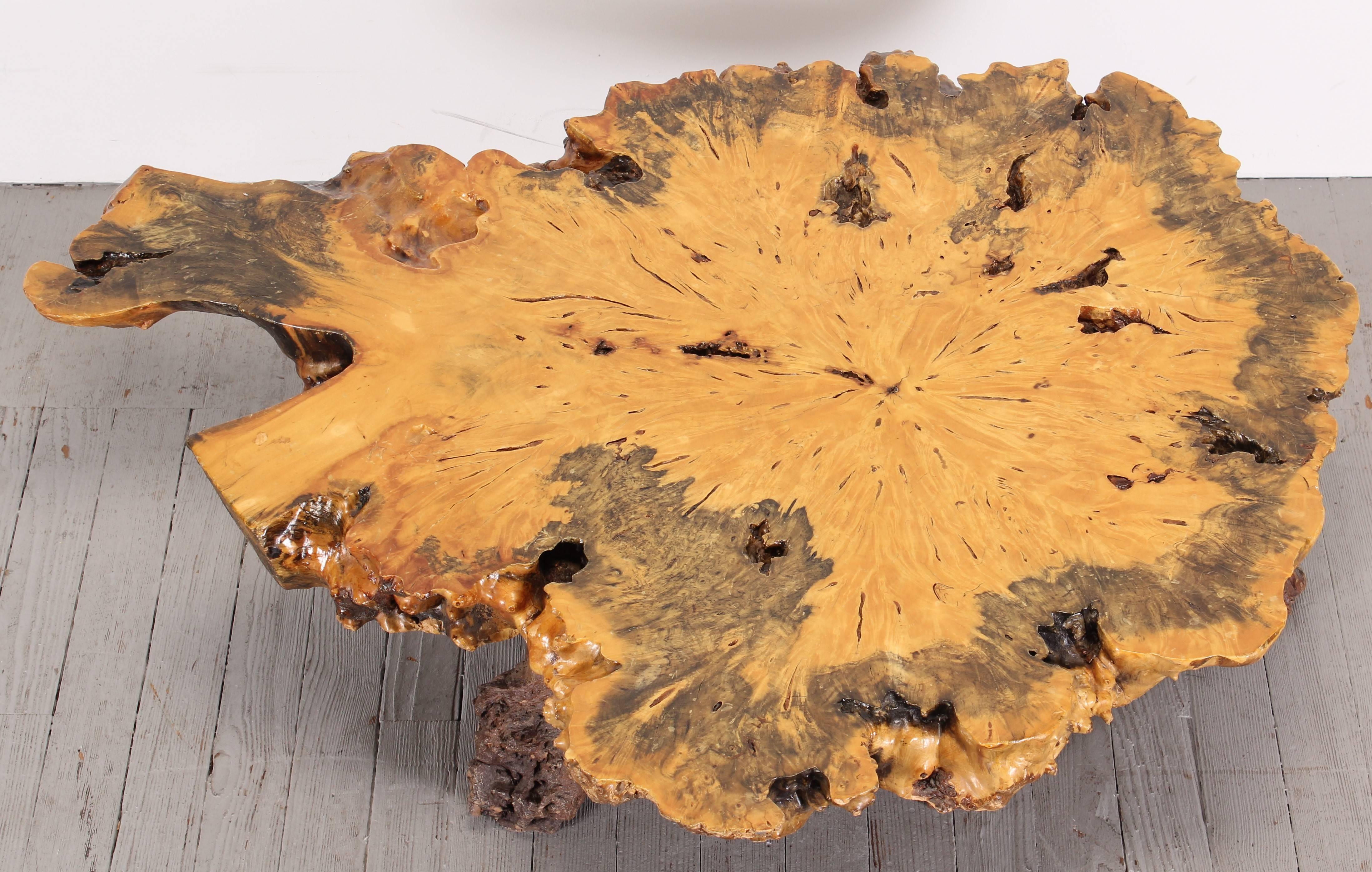 vintage burl wood coffee table
