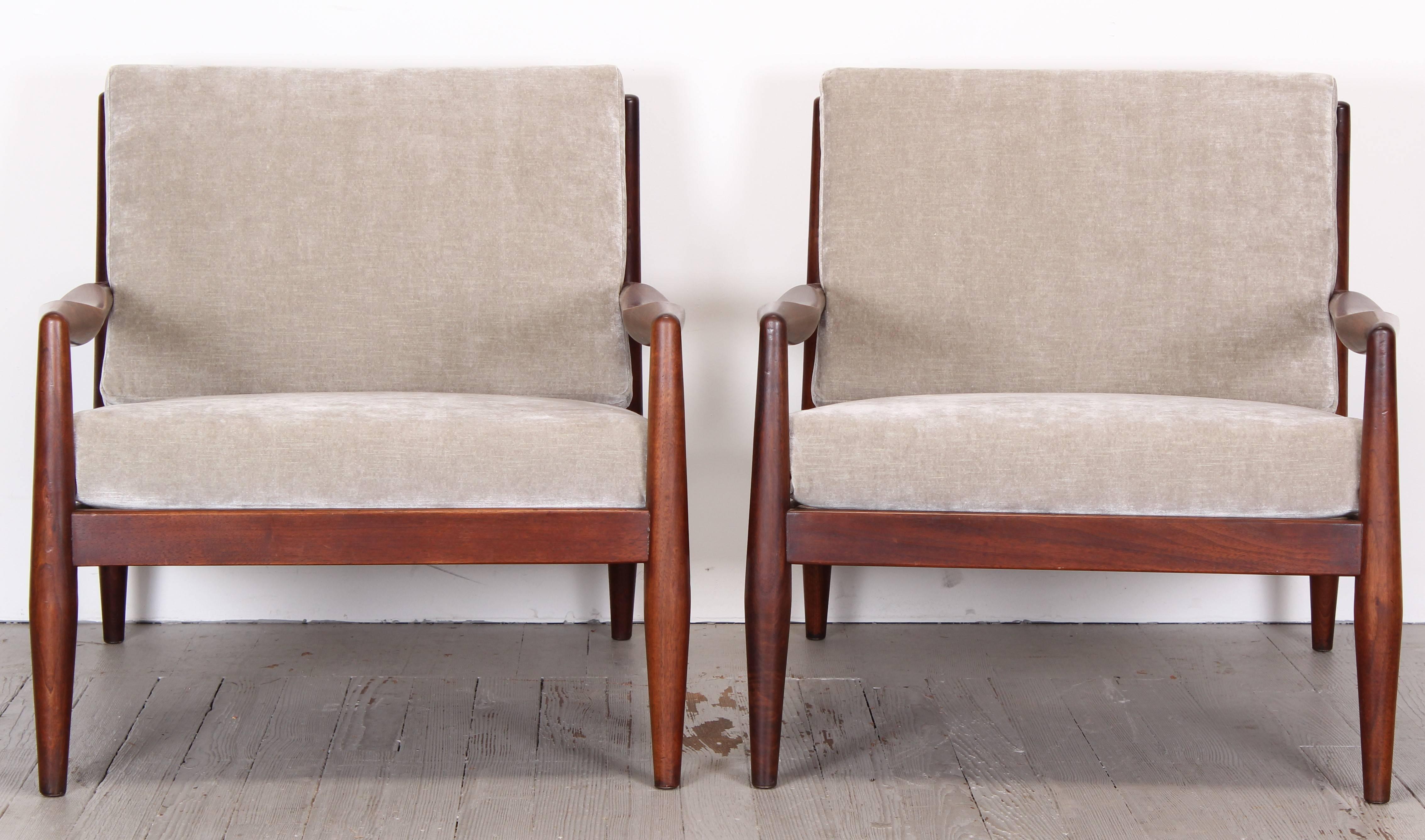 American Pair of Adrian Pearsall Lounge Chairs and Ottoman, 1960s