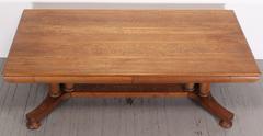 Solid Oak Neoclassical Style Library Partners Desk, Early 1900s