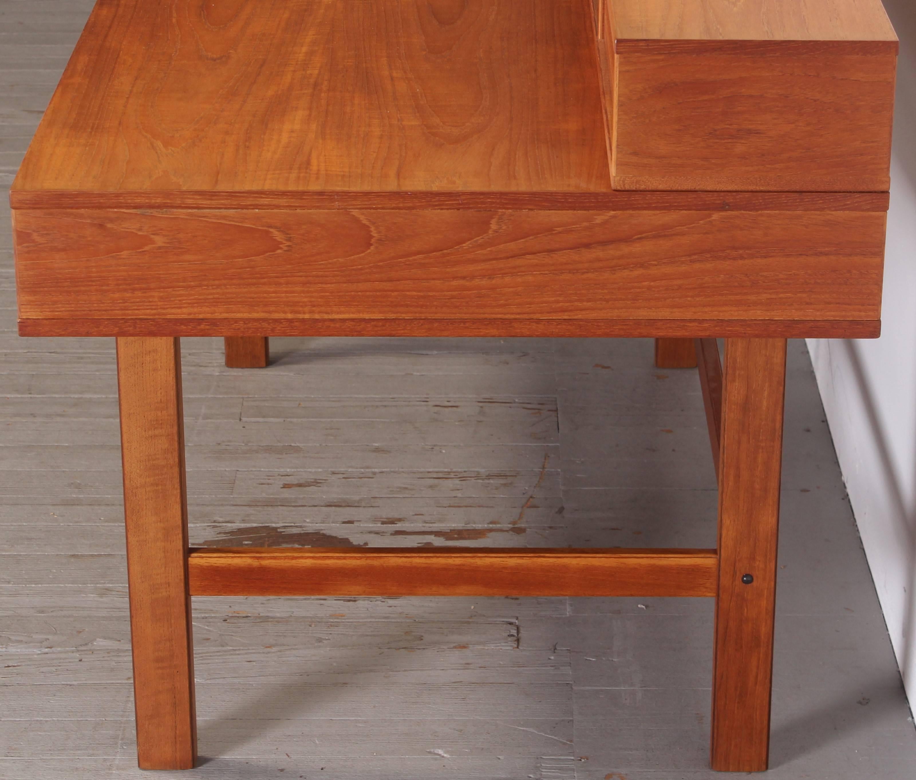 Scandinavian Modern Danish Lovig Teak Wood Desk Flip Top, 1970s