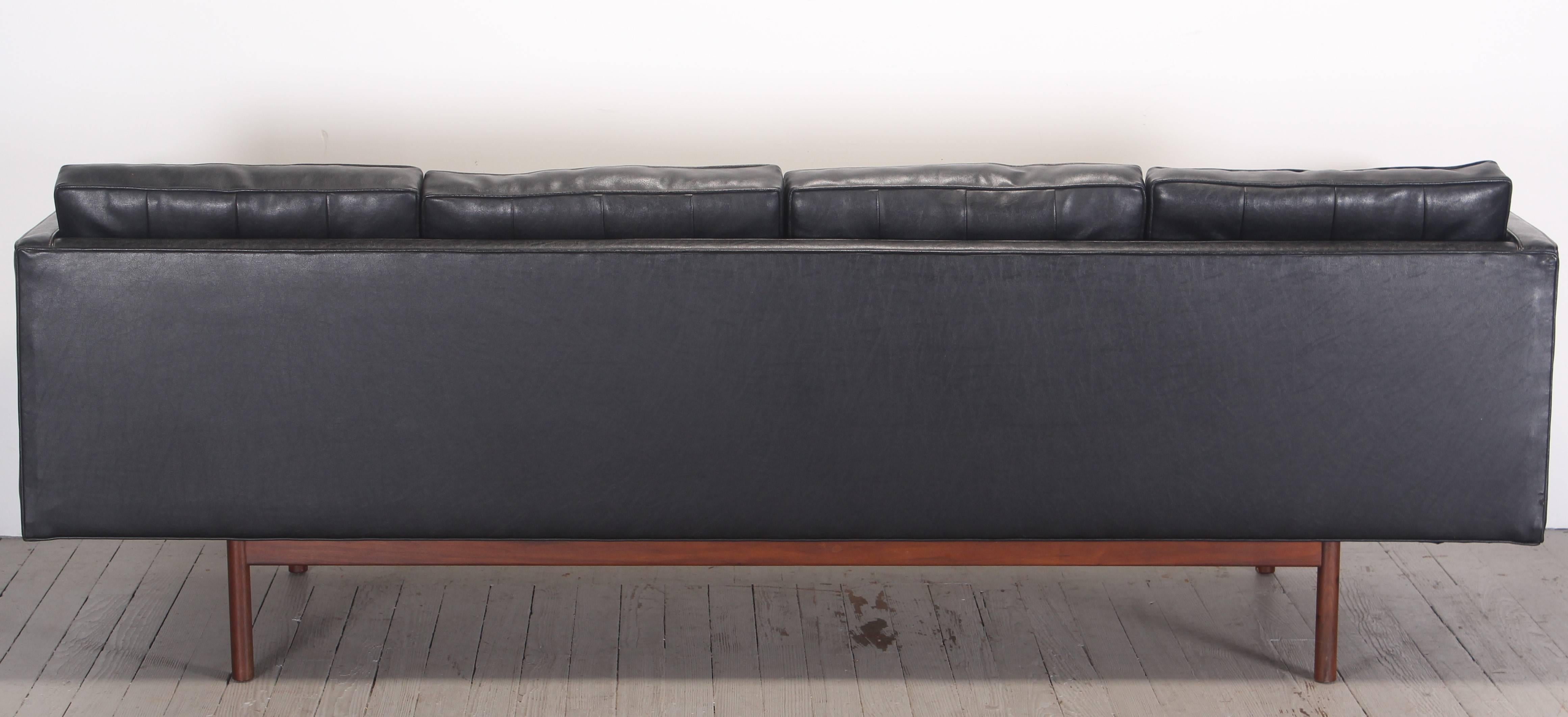 Milo Baughman for Thayer Coggin Black Vinyl Sofa, 1960s 1